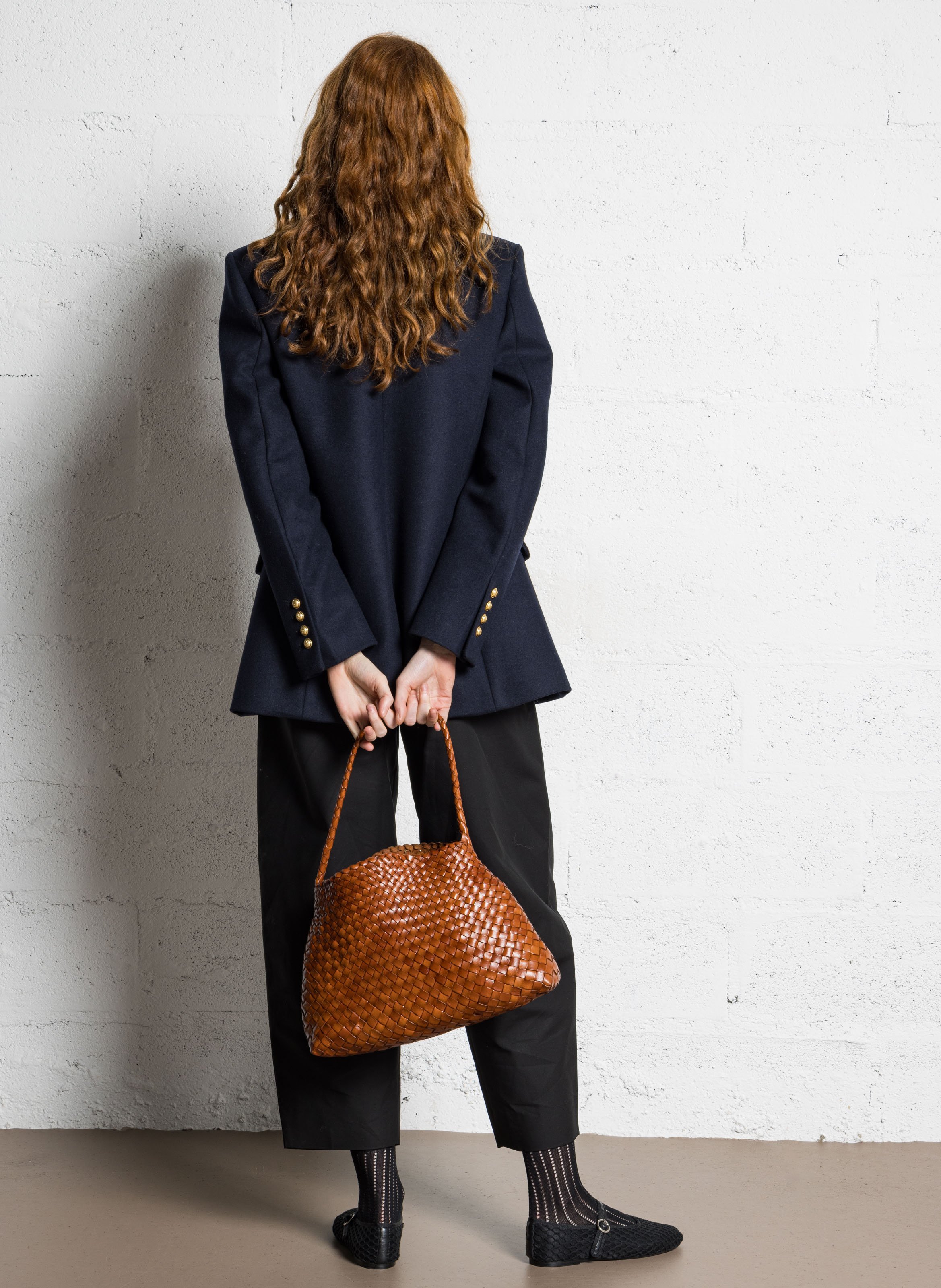 Sac à main en cuir tissé DRAGON DIFFUSION Marron