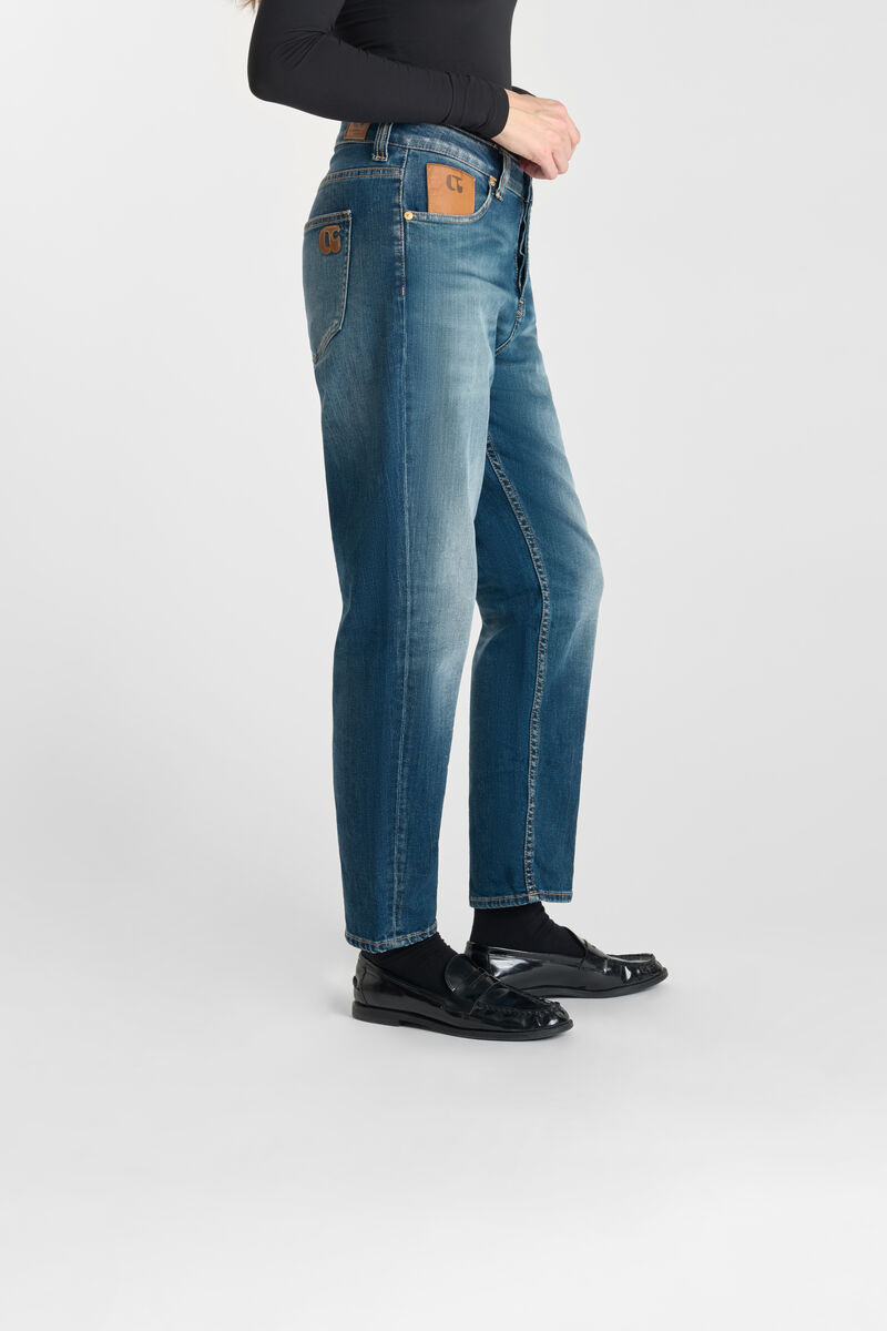 Loose, oversized girlfriend high-waisted jeans, length 34 LE TEMPS DES CERISES Blue