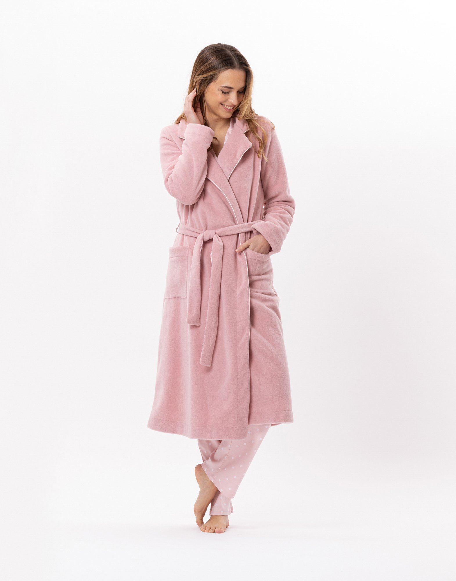 Crossed fleece dressing gown LE CHAT Pink