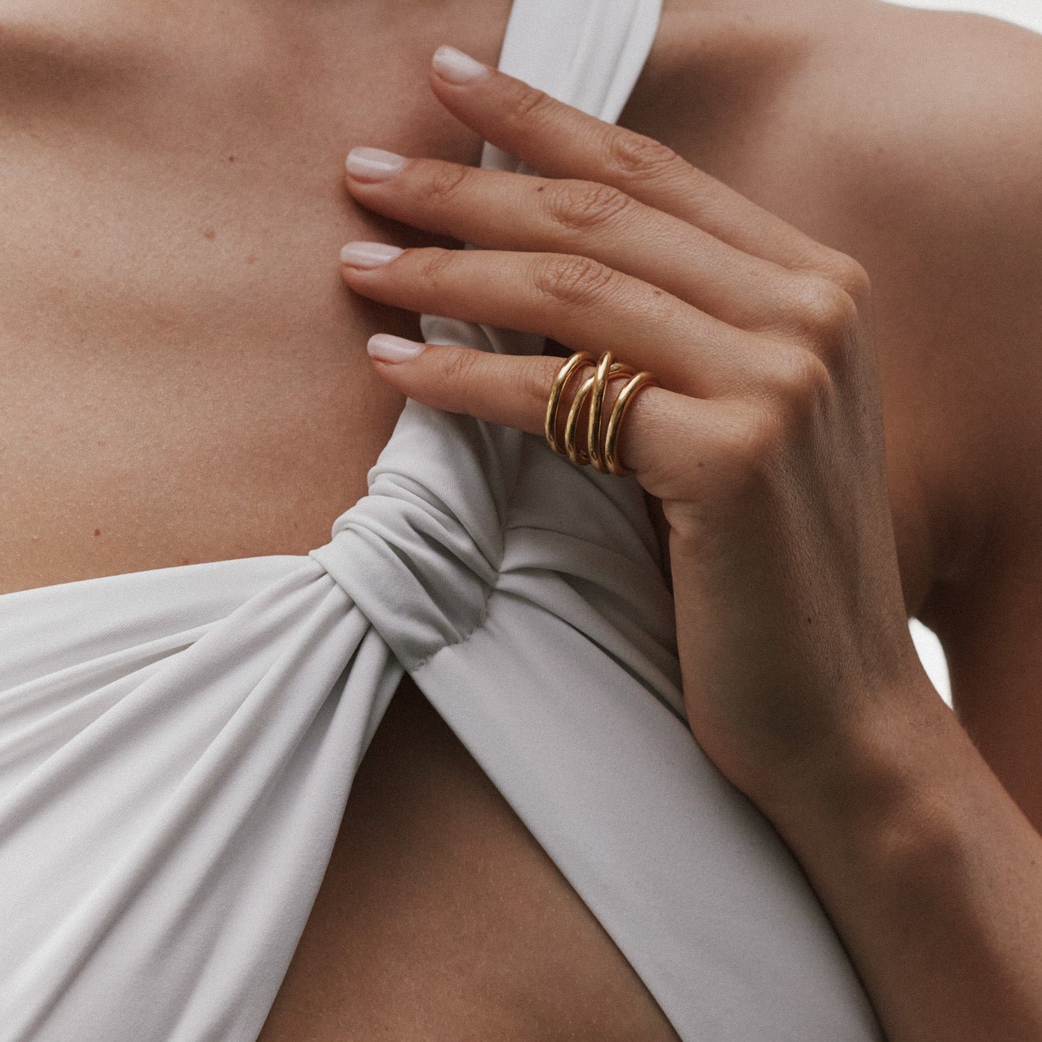 Adjustable reversible ring, recycled silver MAYRENA Golden