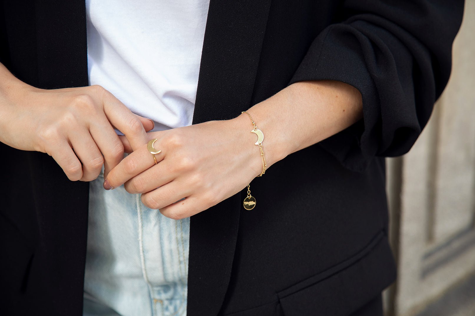 Gold-plated moon ring MONSIEUR SIMONE Silver
