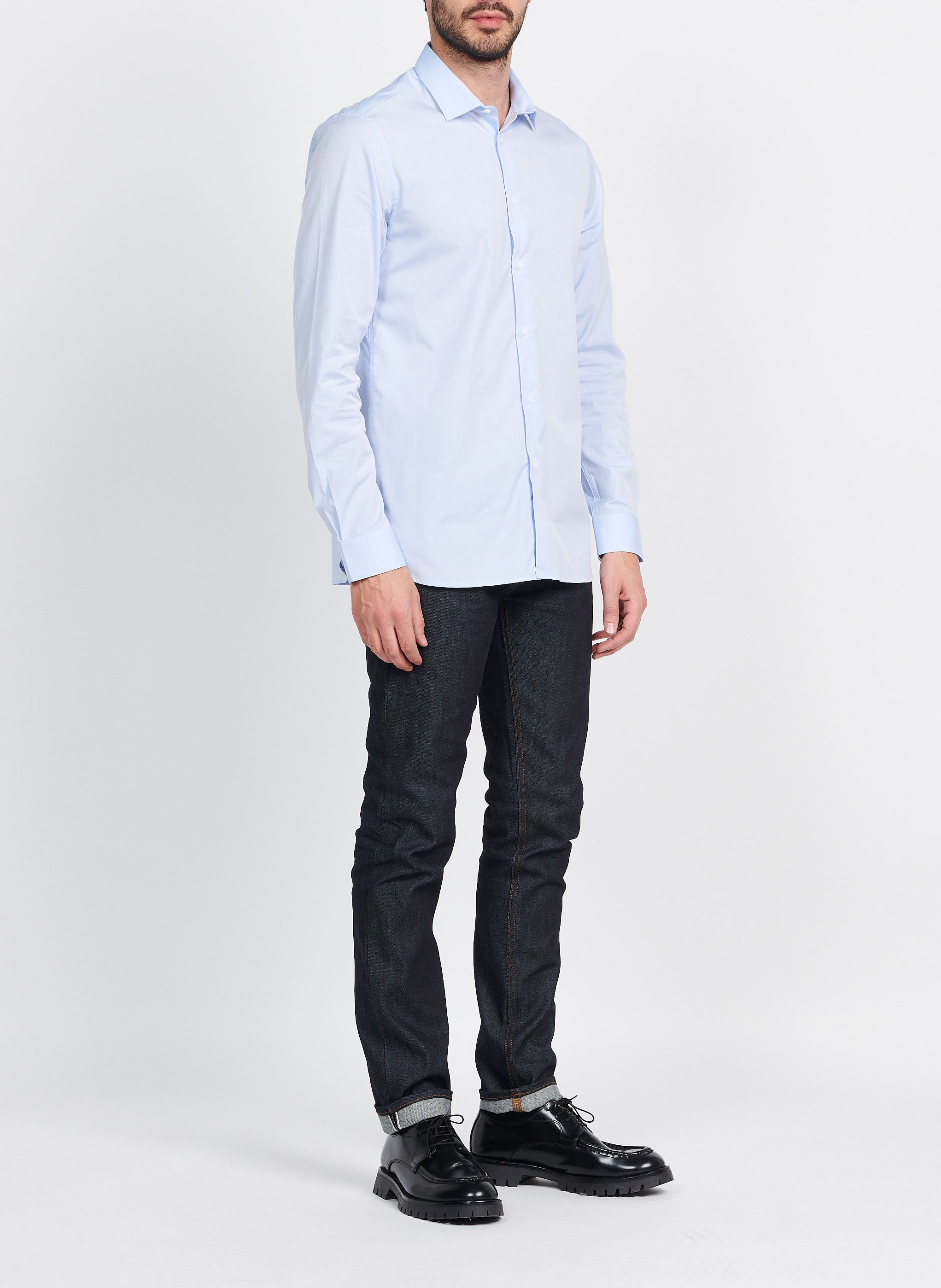 Regular-fit cotton shirt with classic collar ATELIER PRIVE Blue