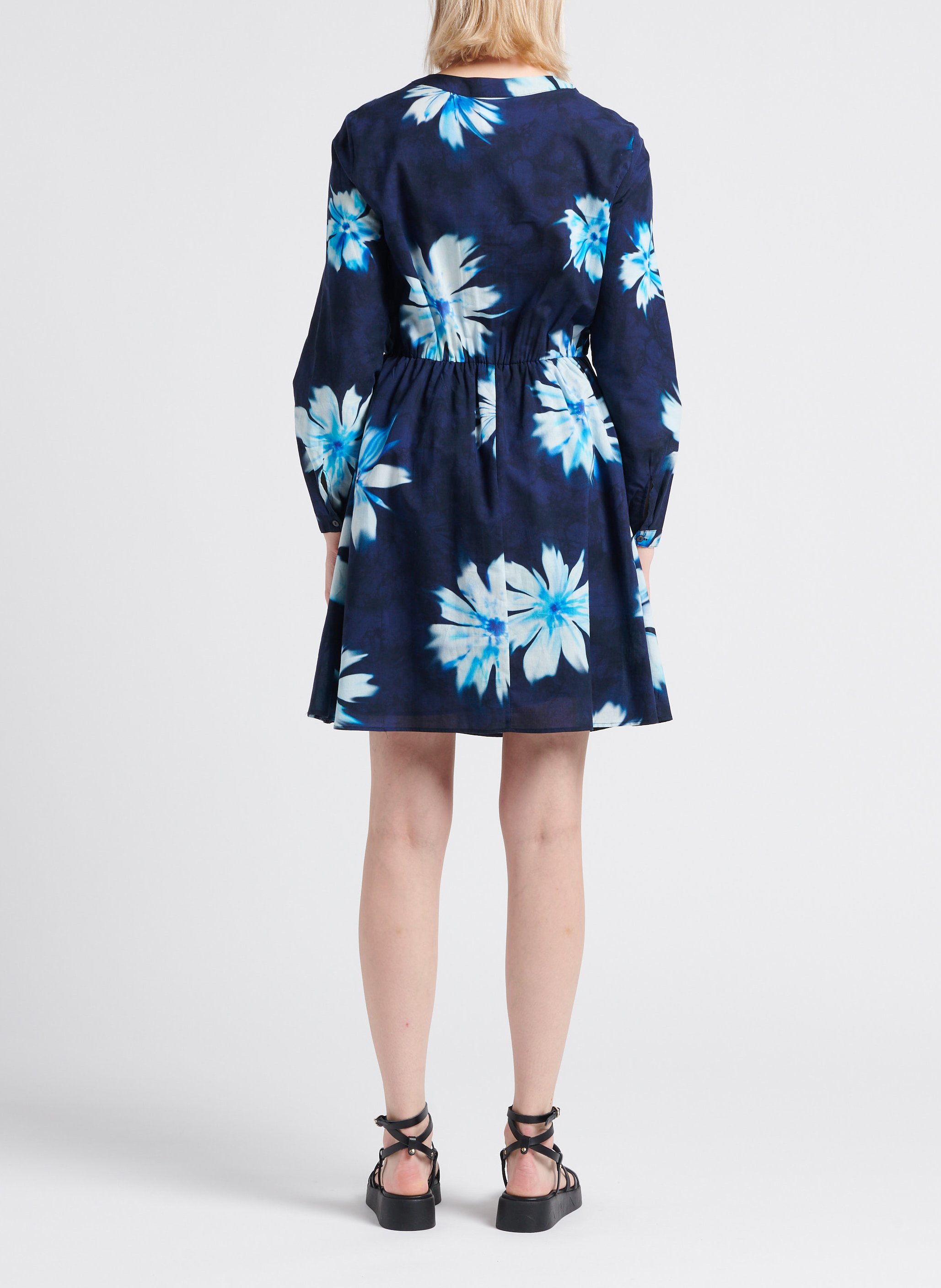 Robe courte col rond imprimé floral PENNYBLACK Bleu