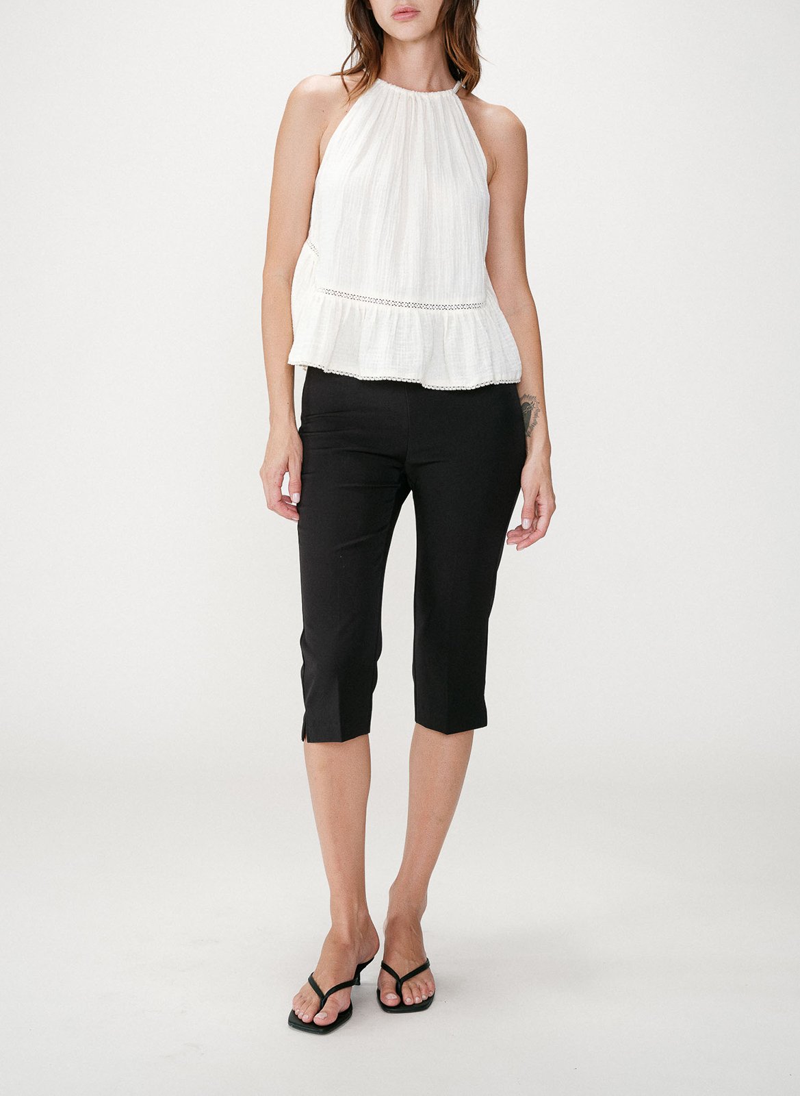 Top col rond en coton GRACE ET MILA Blanc