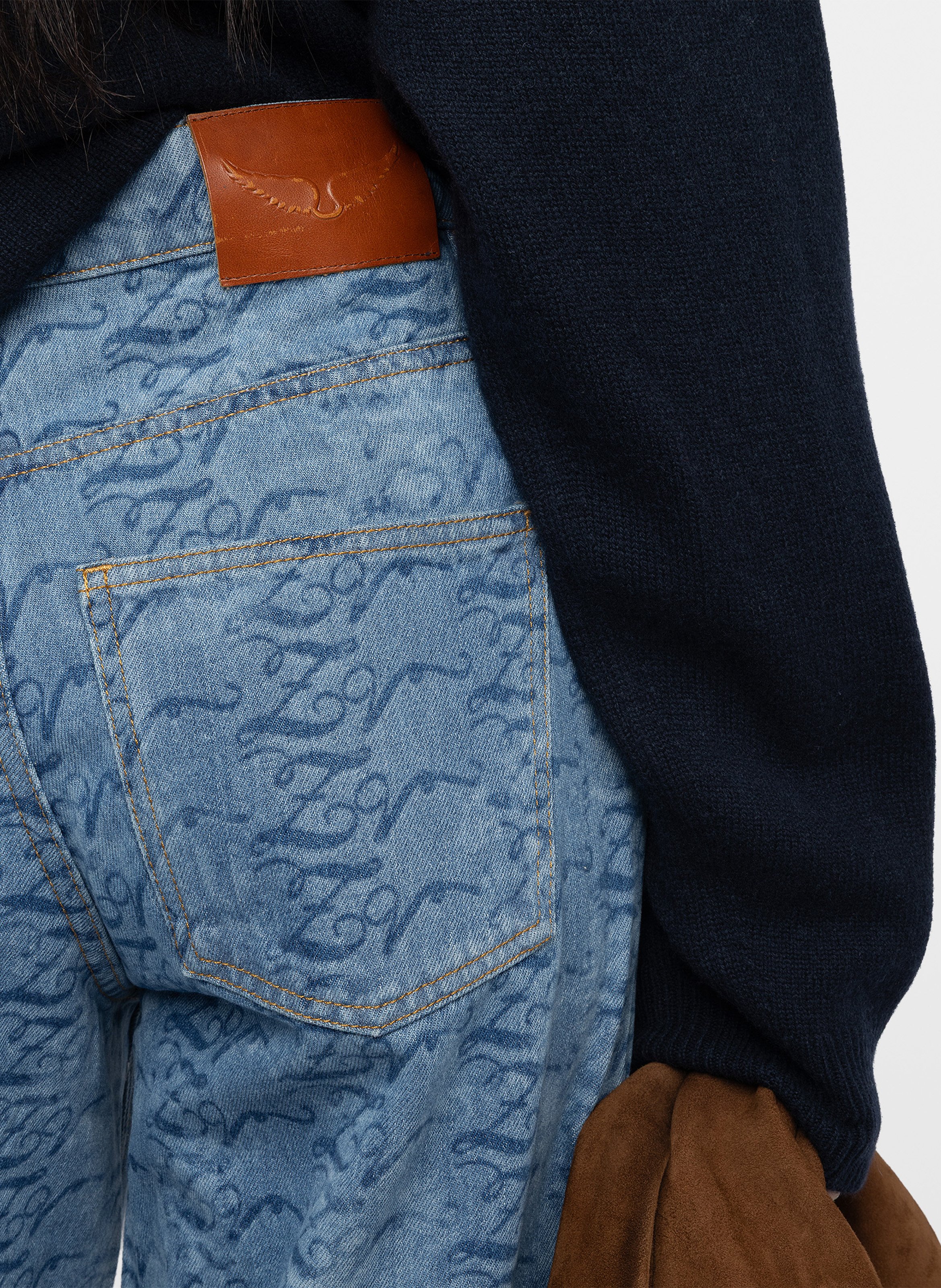 <p>Flared Monogram Cotton Jeans</p> ZADIG&VOLTAIRE Blue