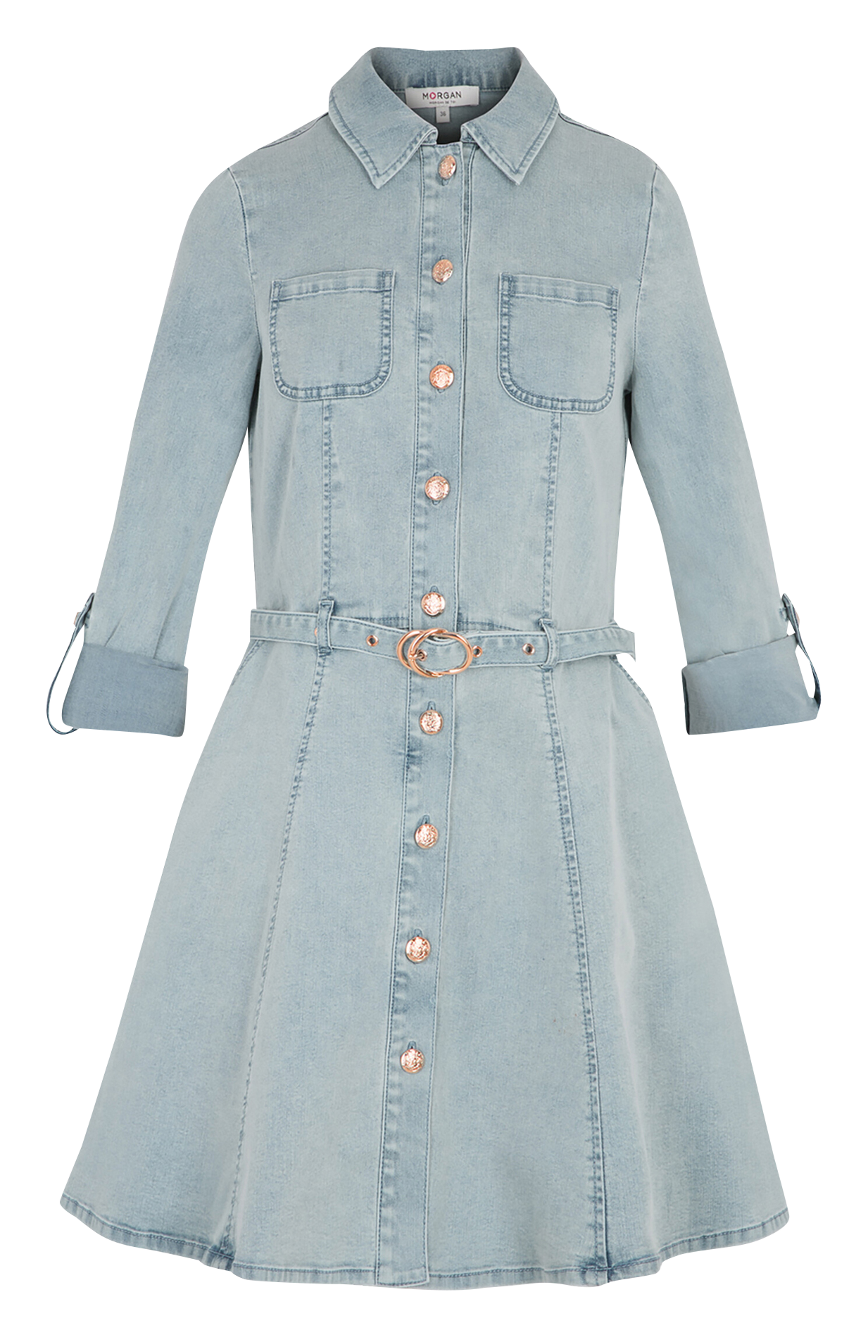 Short trapeze denim dress MORGAN Blue
