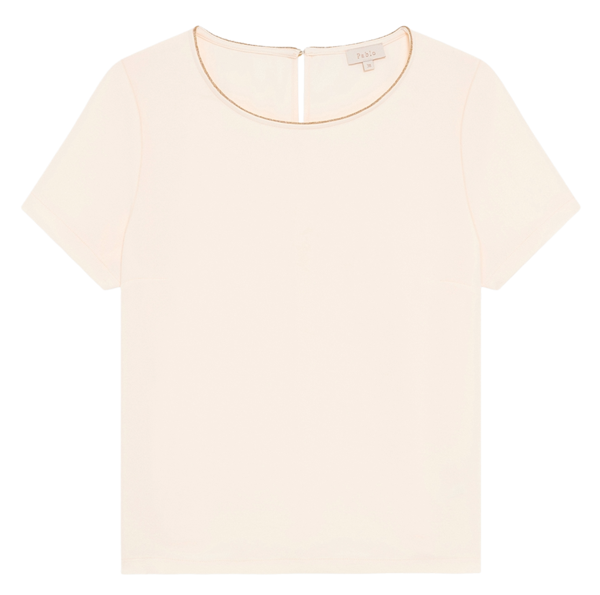 Round-neck stretch viscose top PABLO Beige