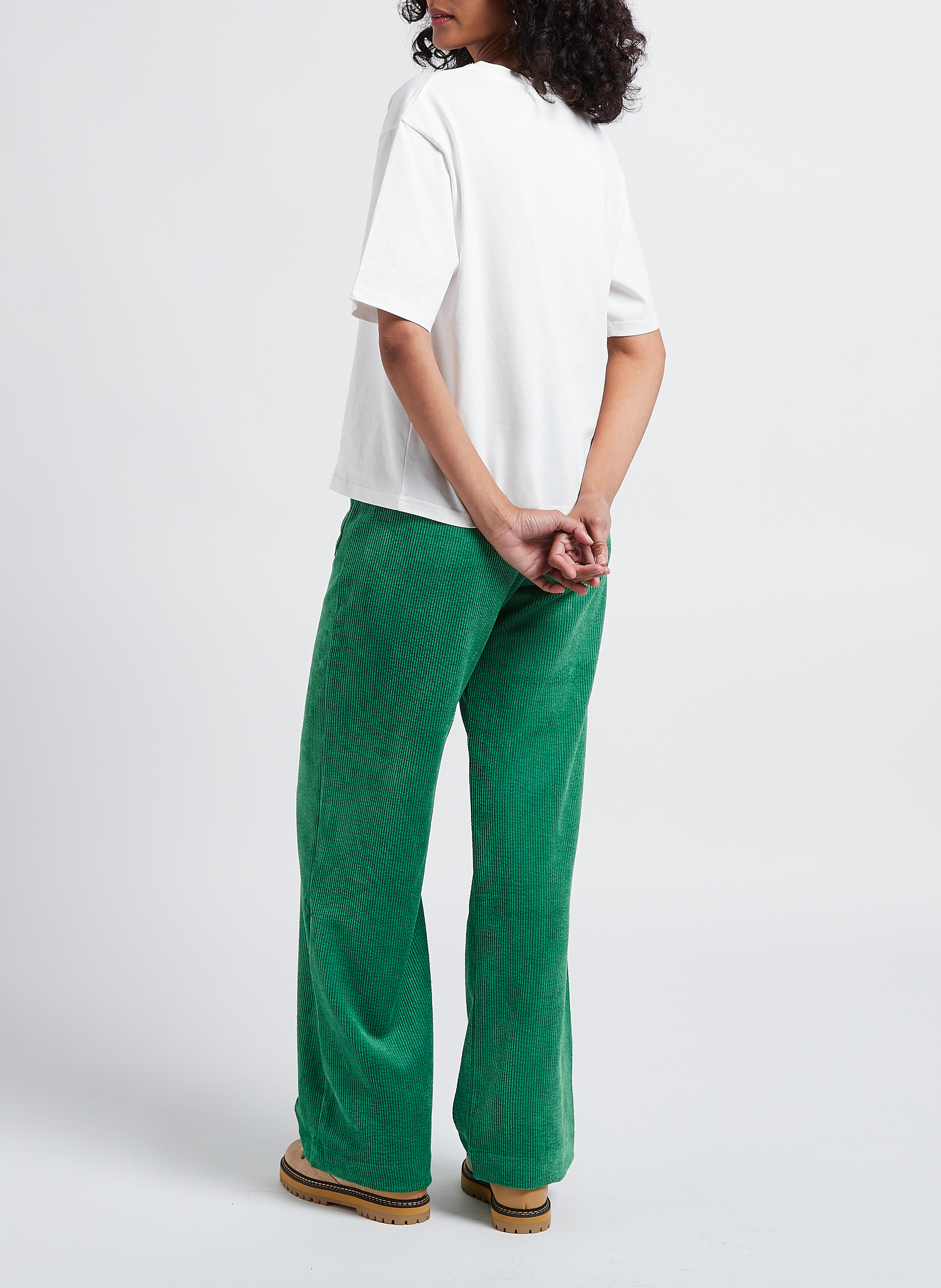 Round-neck embroidered cotton T-shirt INDEE White