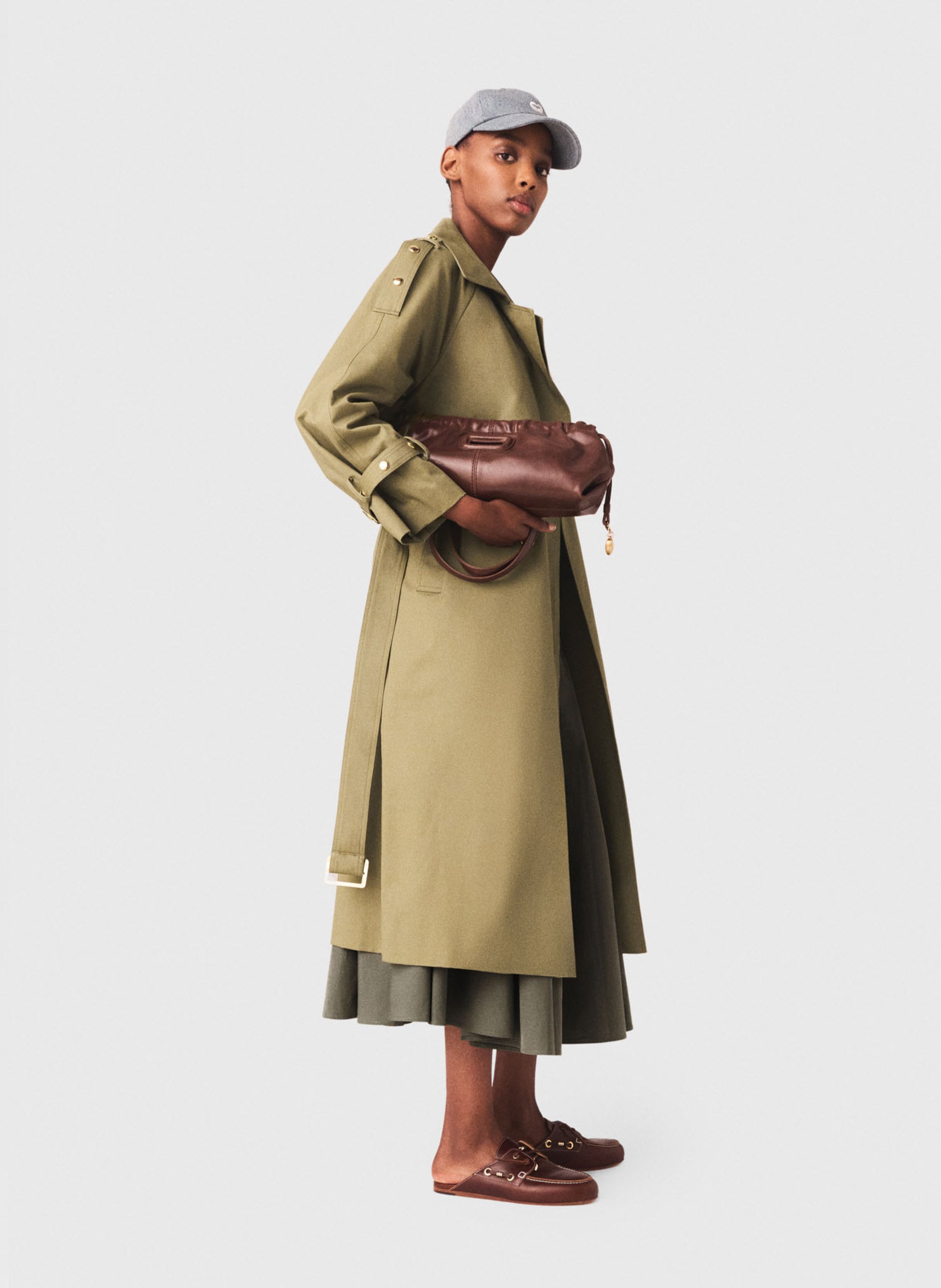 Trench cintrée en coton  MAJE Kaki