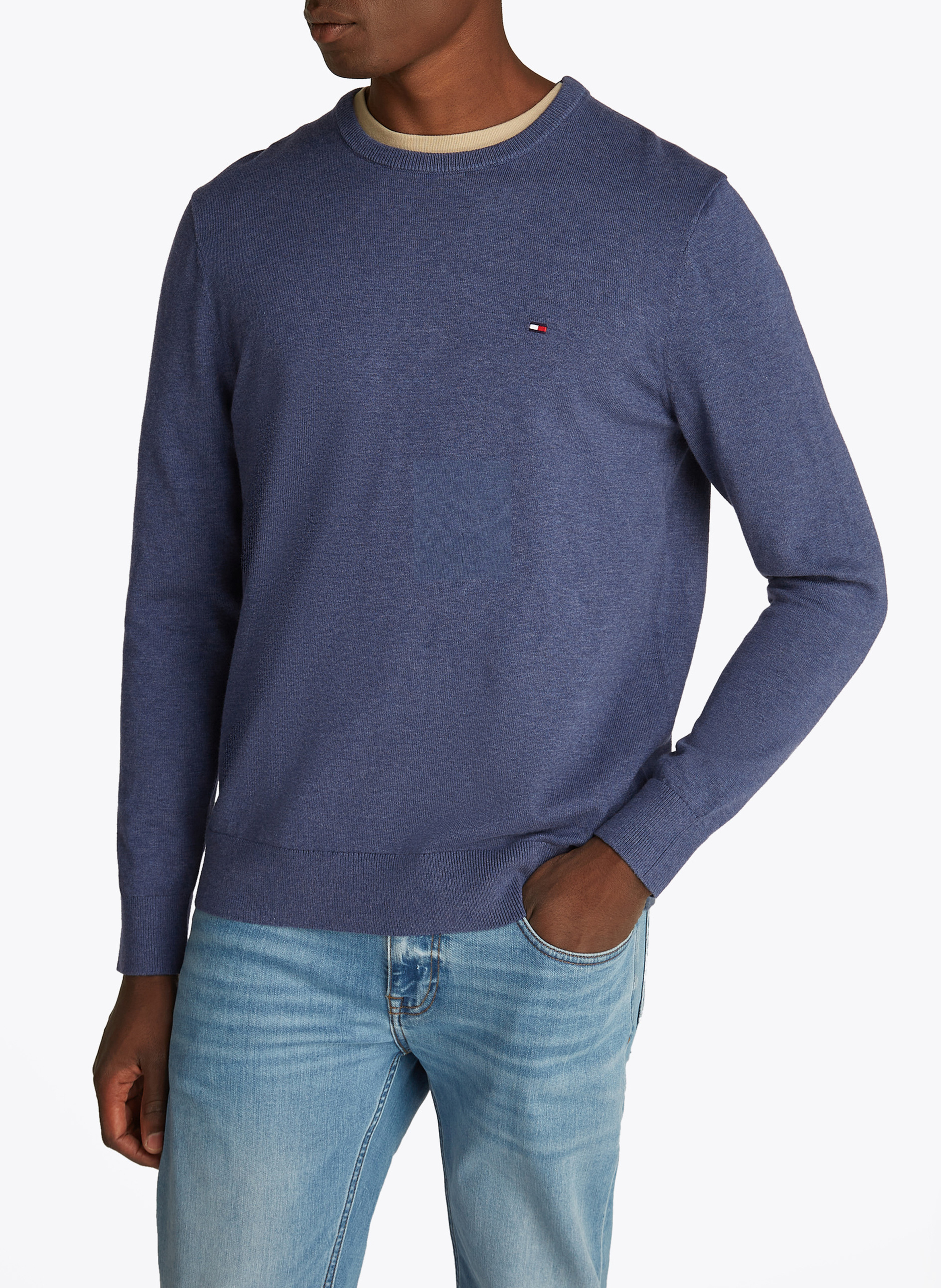 Katoenen tricottrui met ronde hals en fantasieprint TOMMY HILFIGER