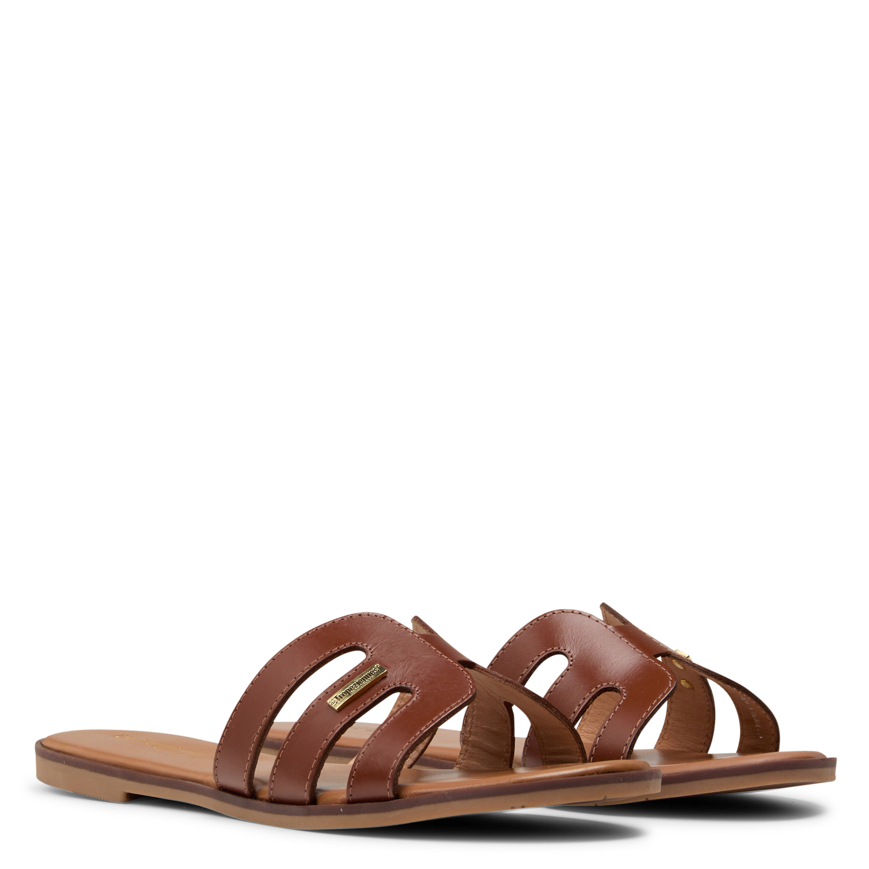 Mules plates unies en cuir LES TROPEZIENNES PAR M.BELARBI Marron