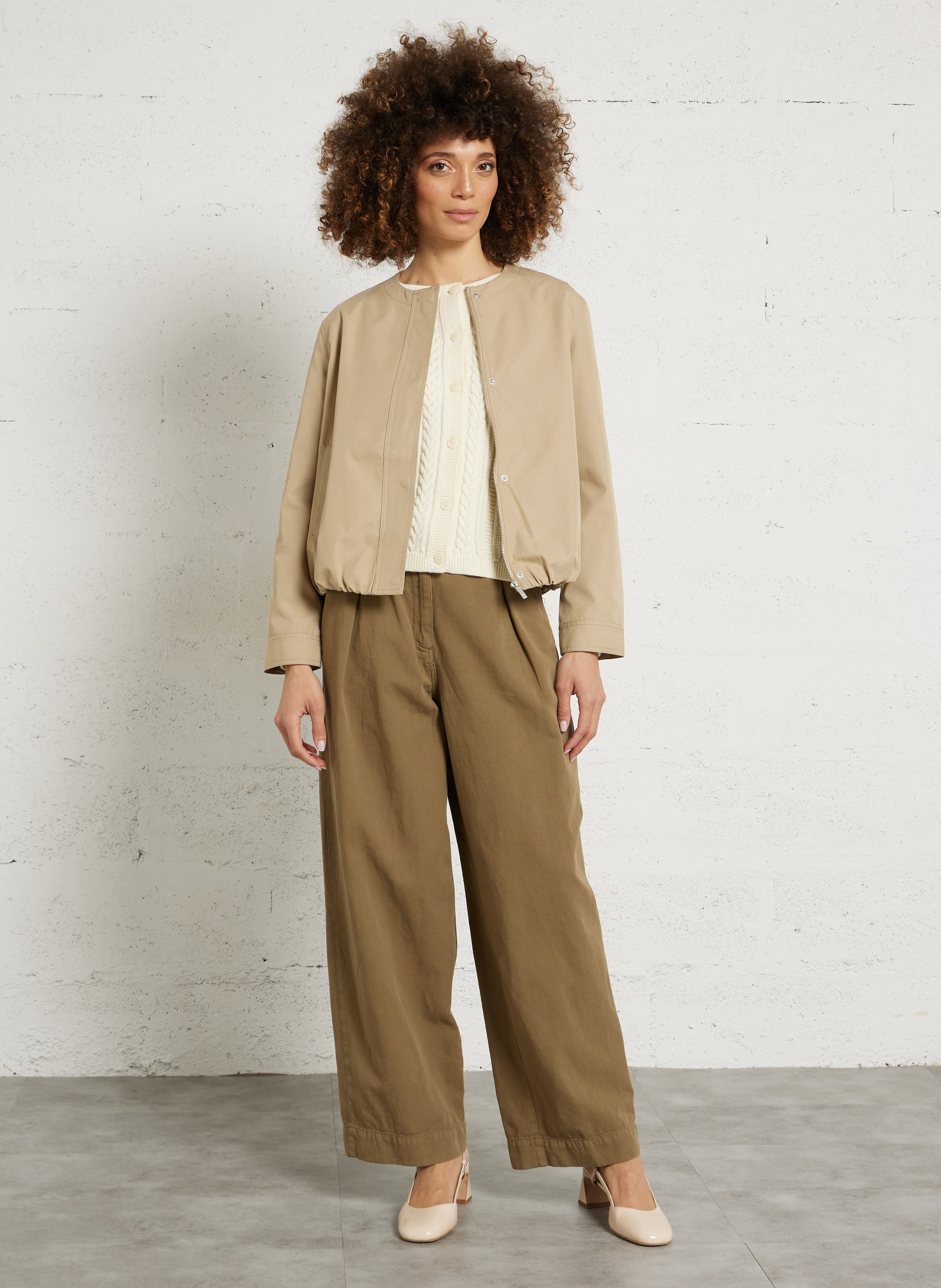 Cotton-blend jacket with Victorian collar SUD EXPRESS Beige