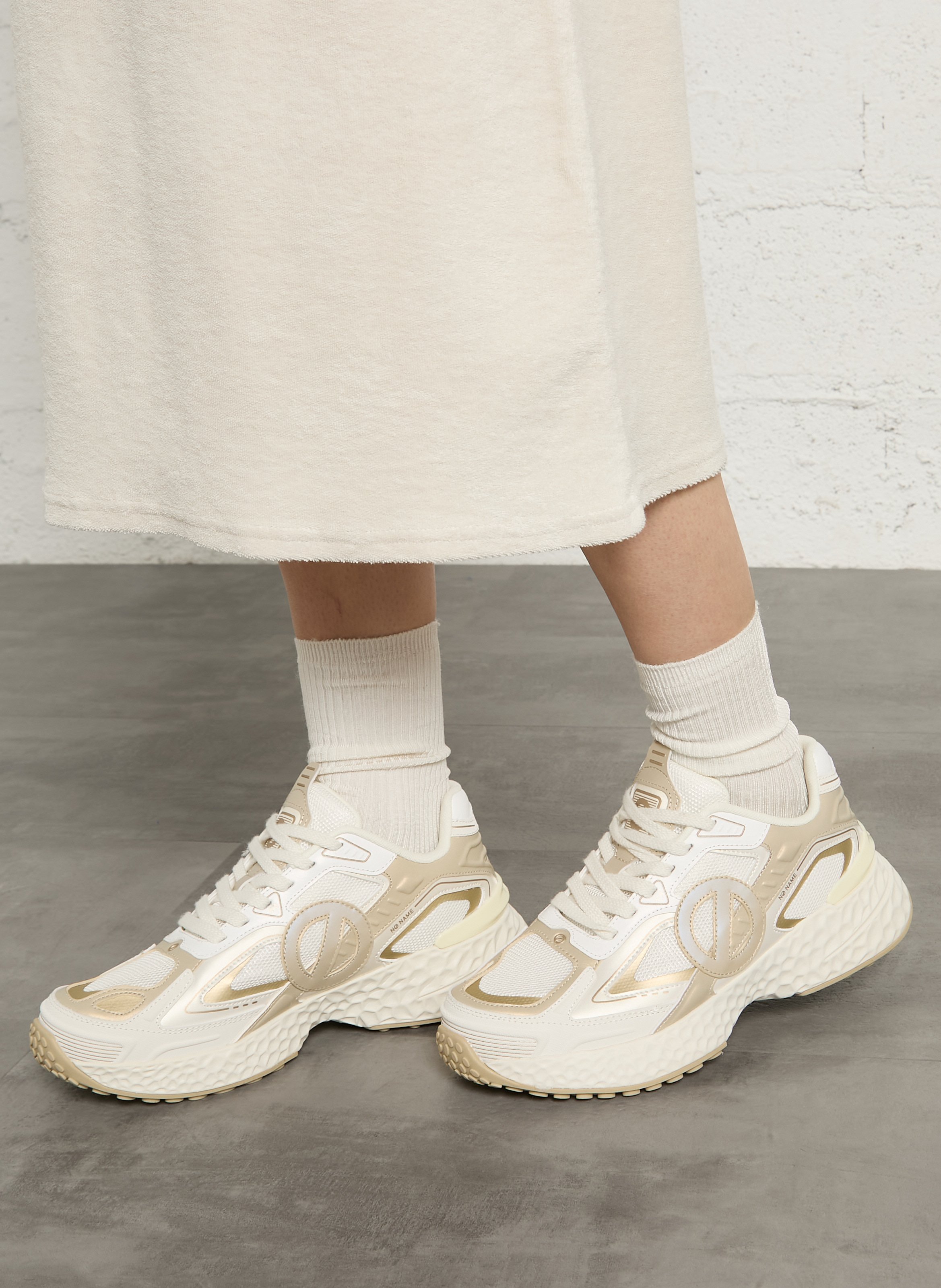 Baskets basses mix matières NO NAME Beige