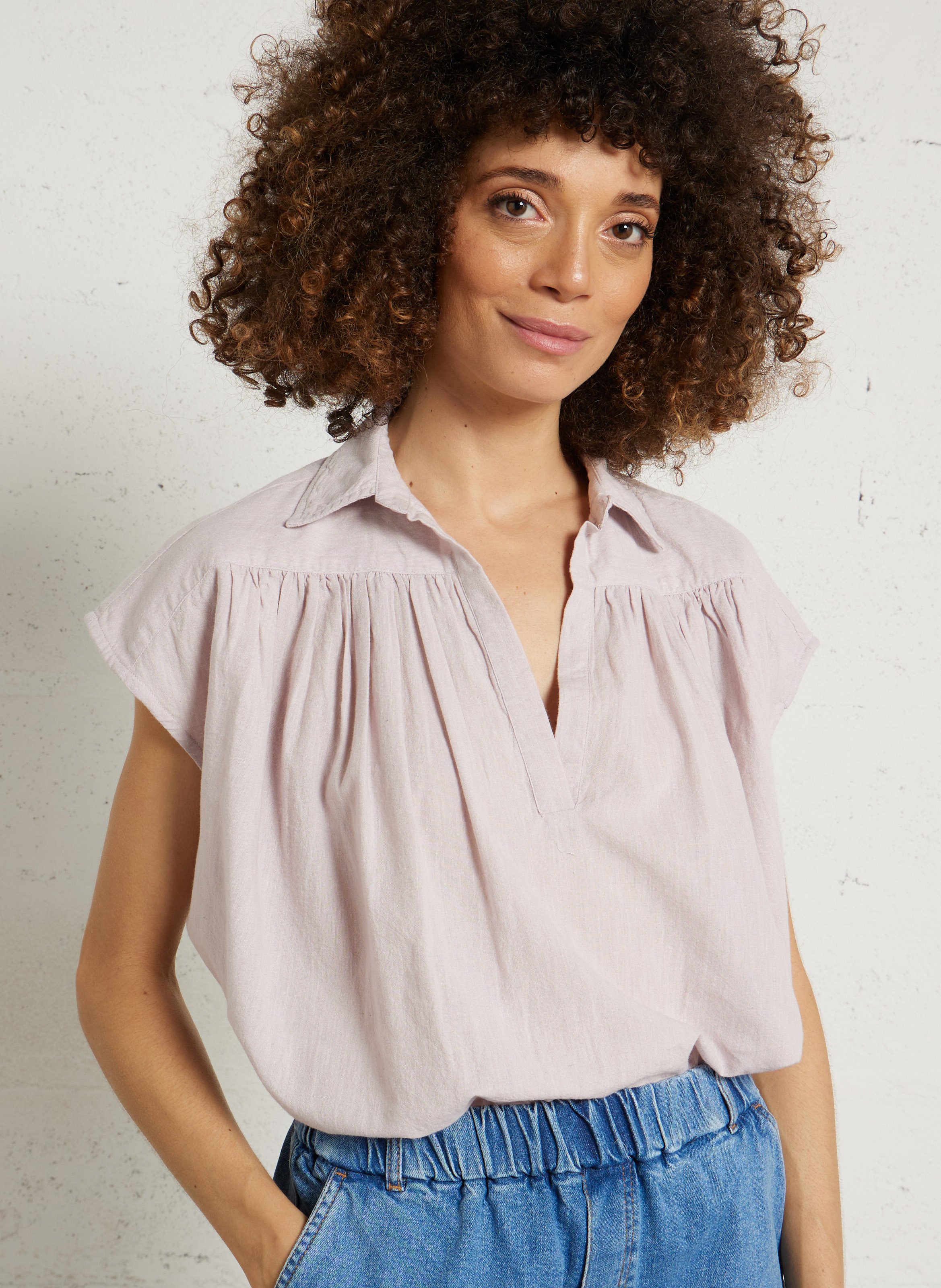 Bluse mit Hemdkragen aus Baumwolle FEEKA Violett