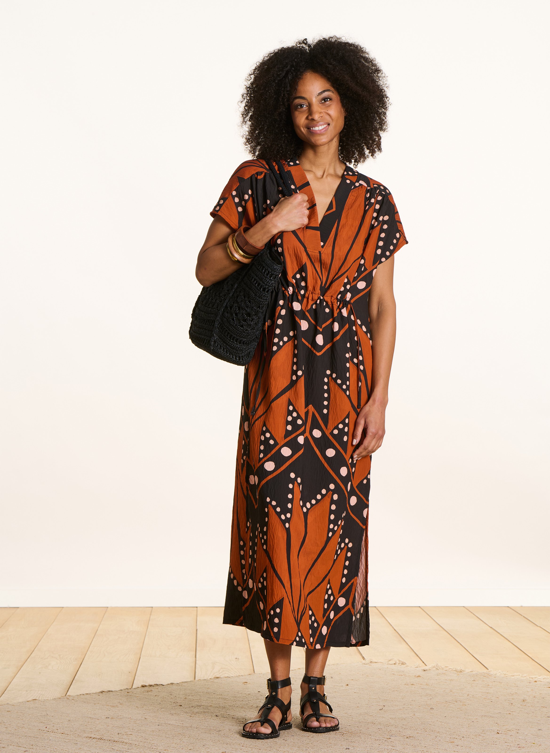 Robe longue ample imprimée LA FEE MARABOUTEE Multicolore