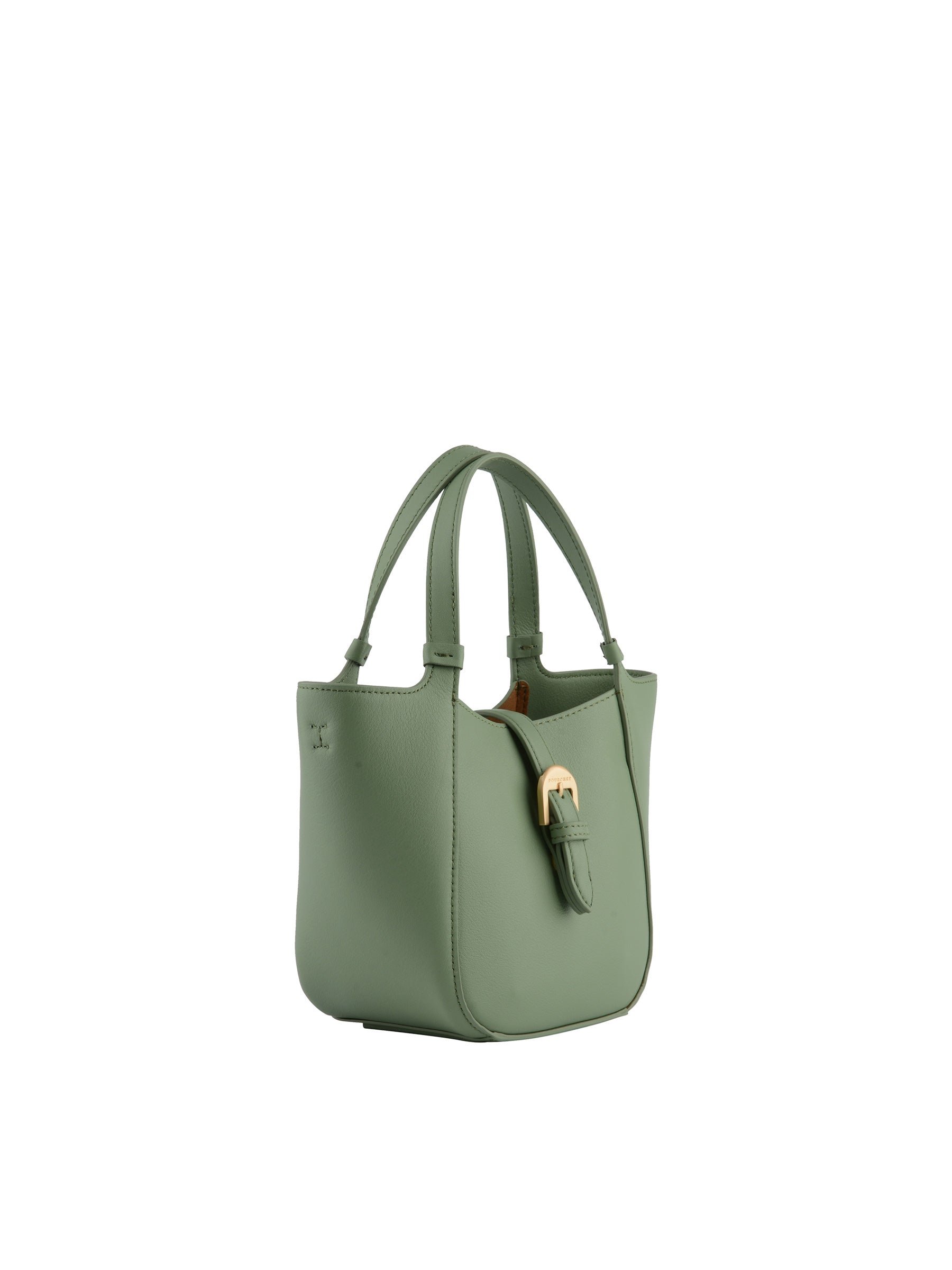 Calfskin leather handbag POURCHET Green