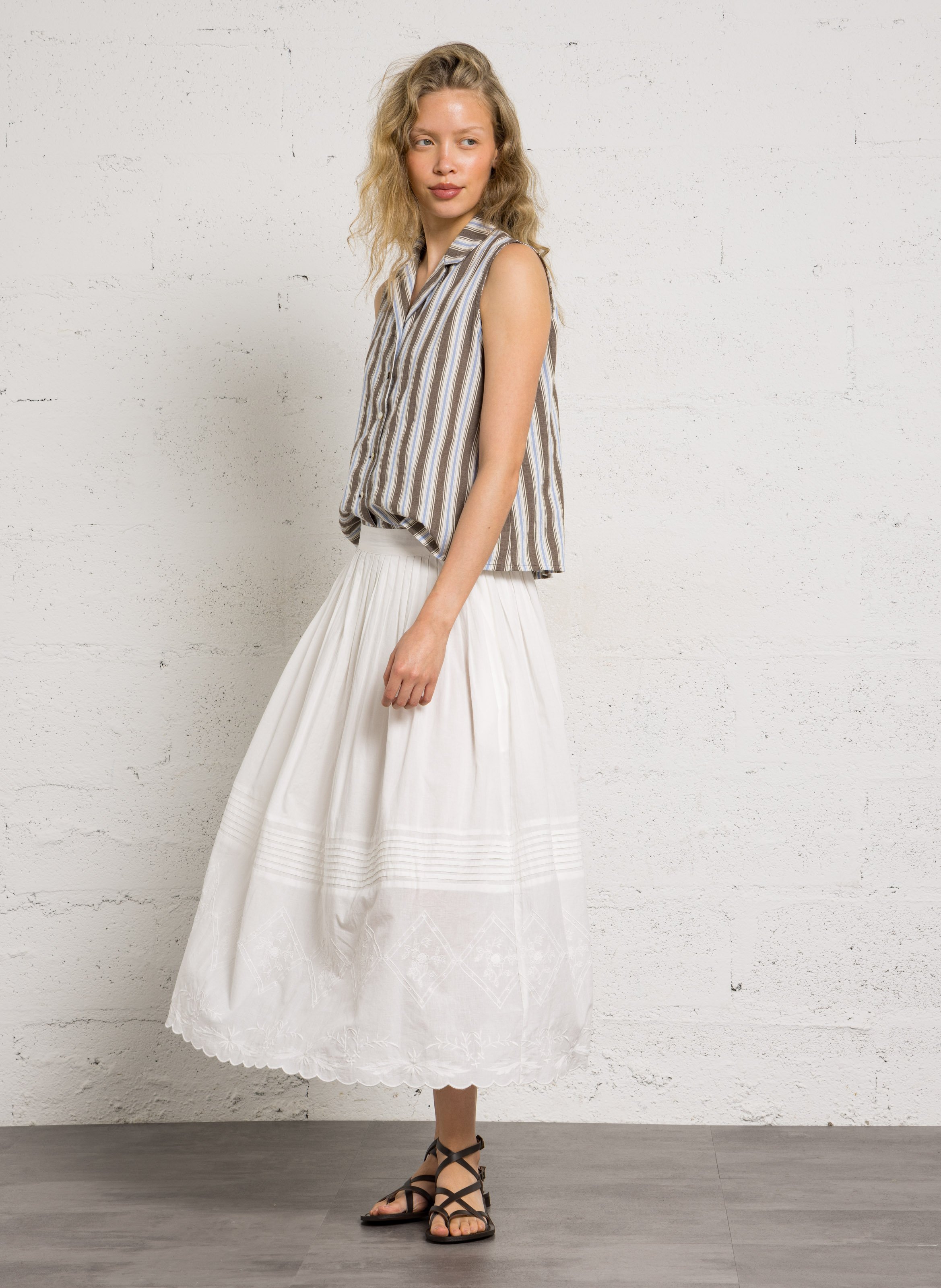 Ausgestellter Midi-Baumwollrock HOD PARIS Weiss