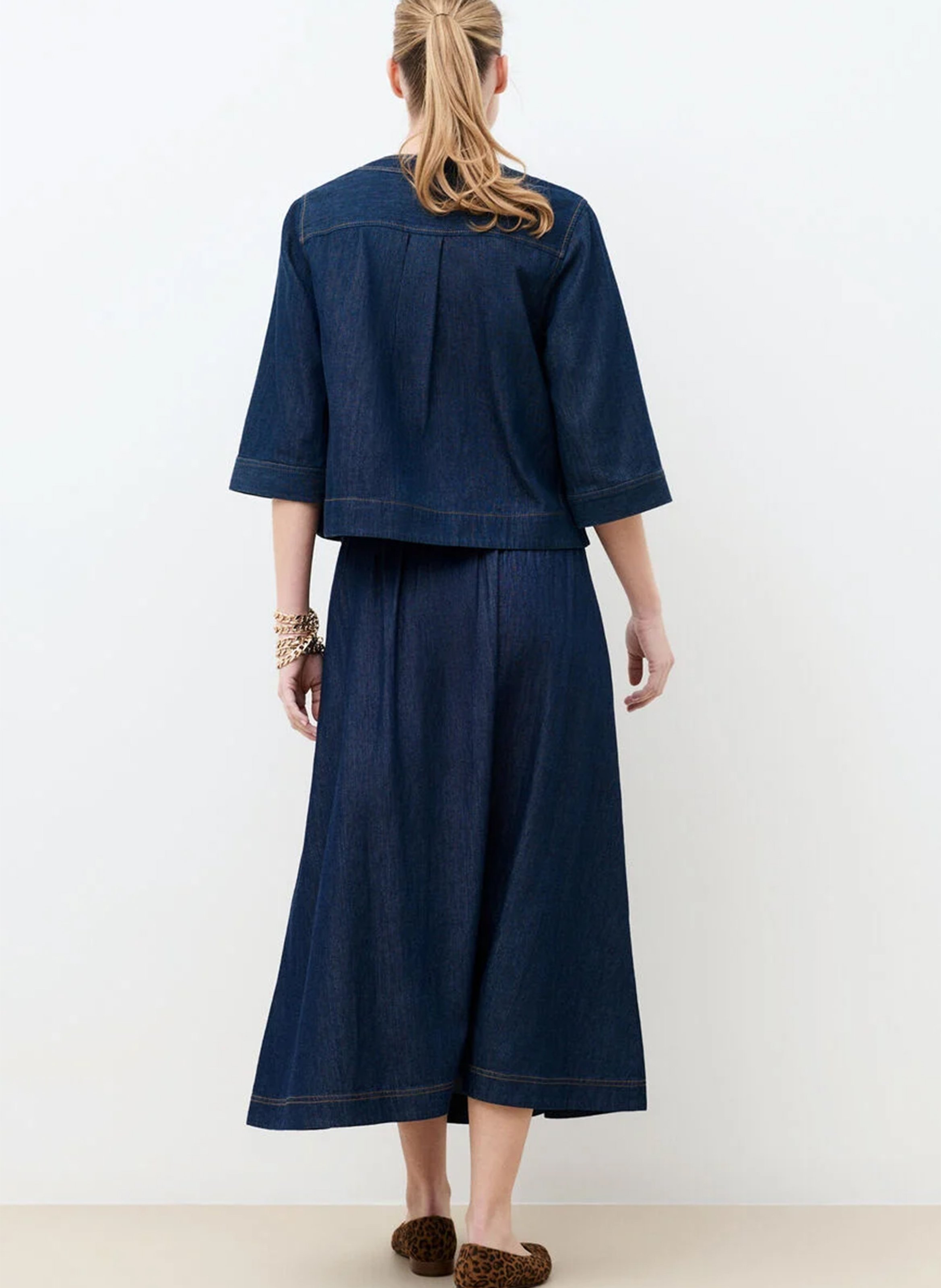 Jupe longue en coton CAROLL Bleu