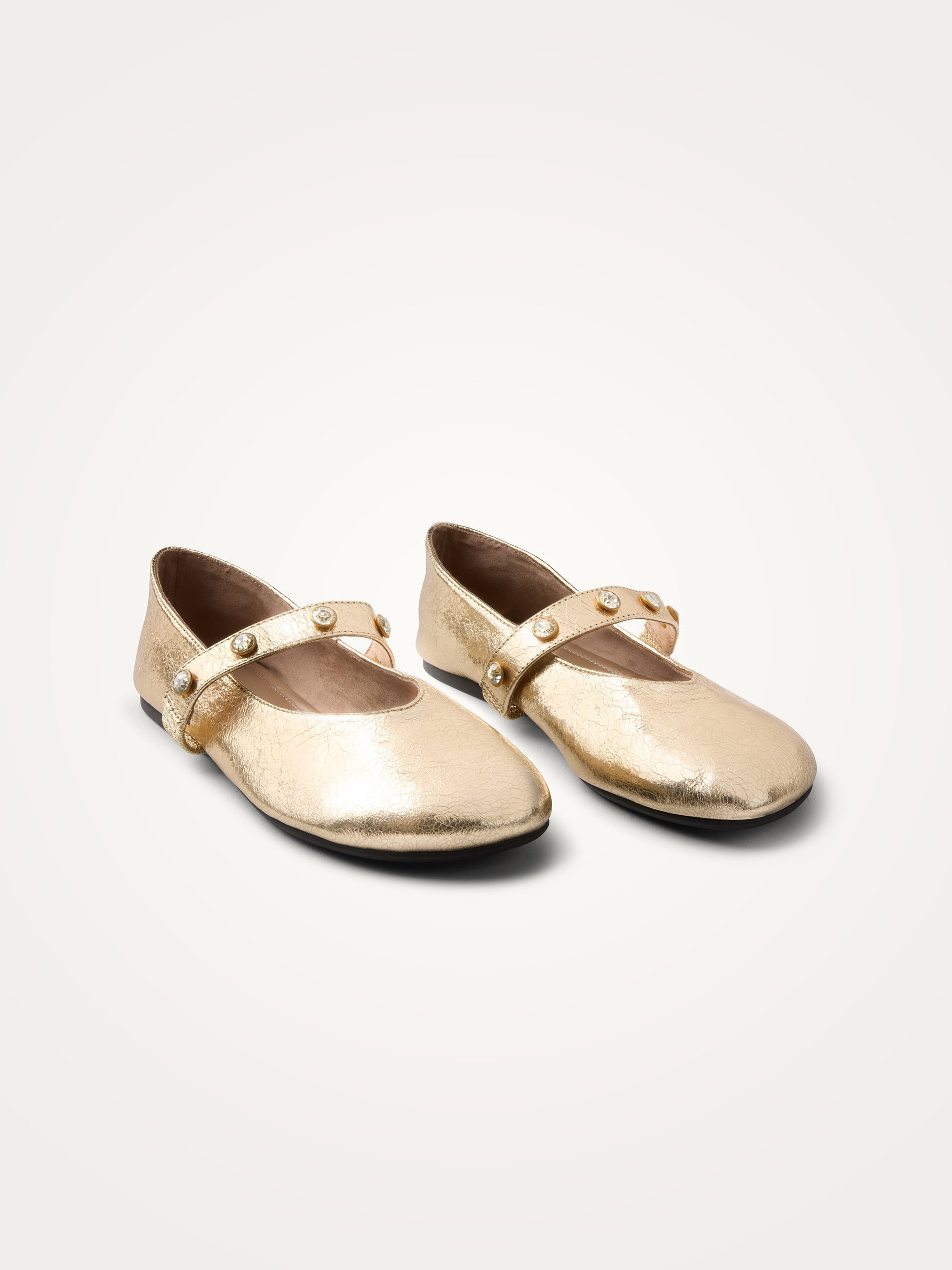 Woven ballet flats with strass ankle strap VANESSA WU Golden