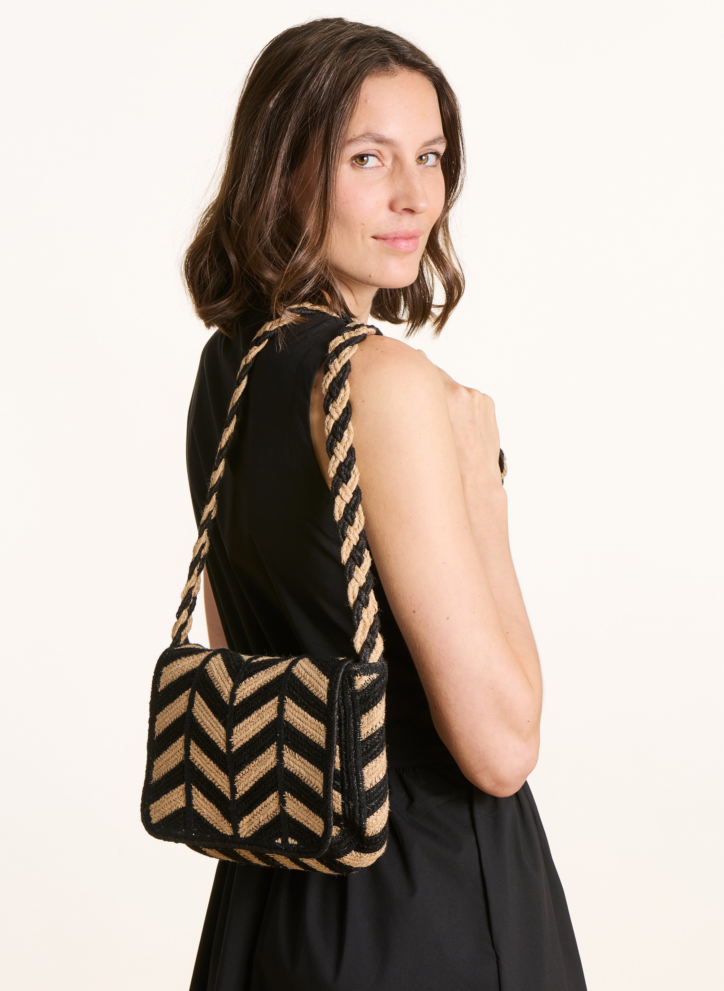 Chevron Jute Crossbody Bag LA FEE MARABOUTEE Multicolored