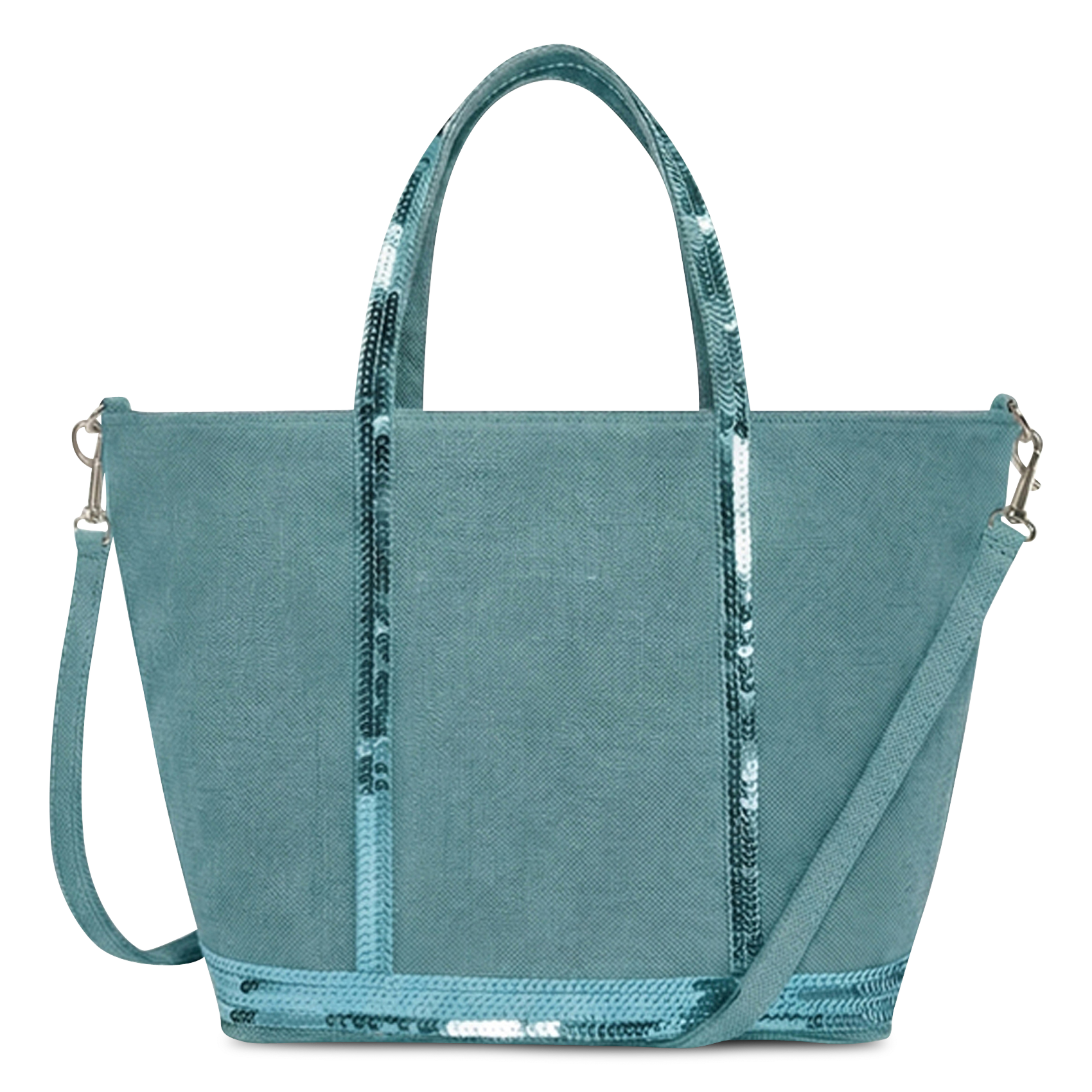 Sequined linen tote bag - Small size VANESSA BRUNO Blue