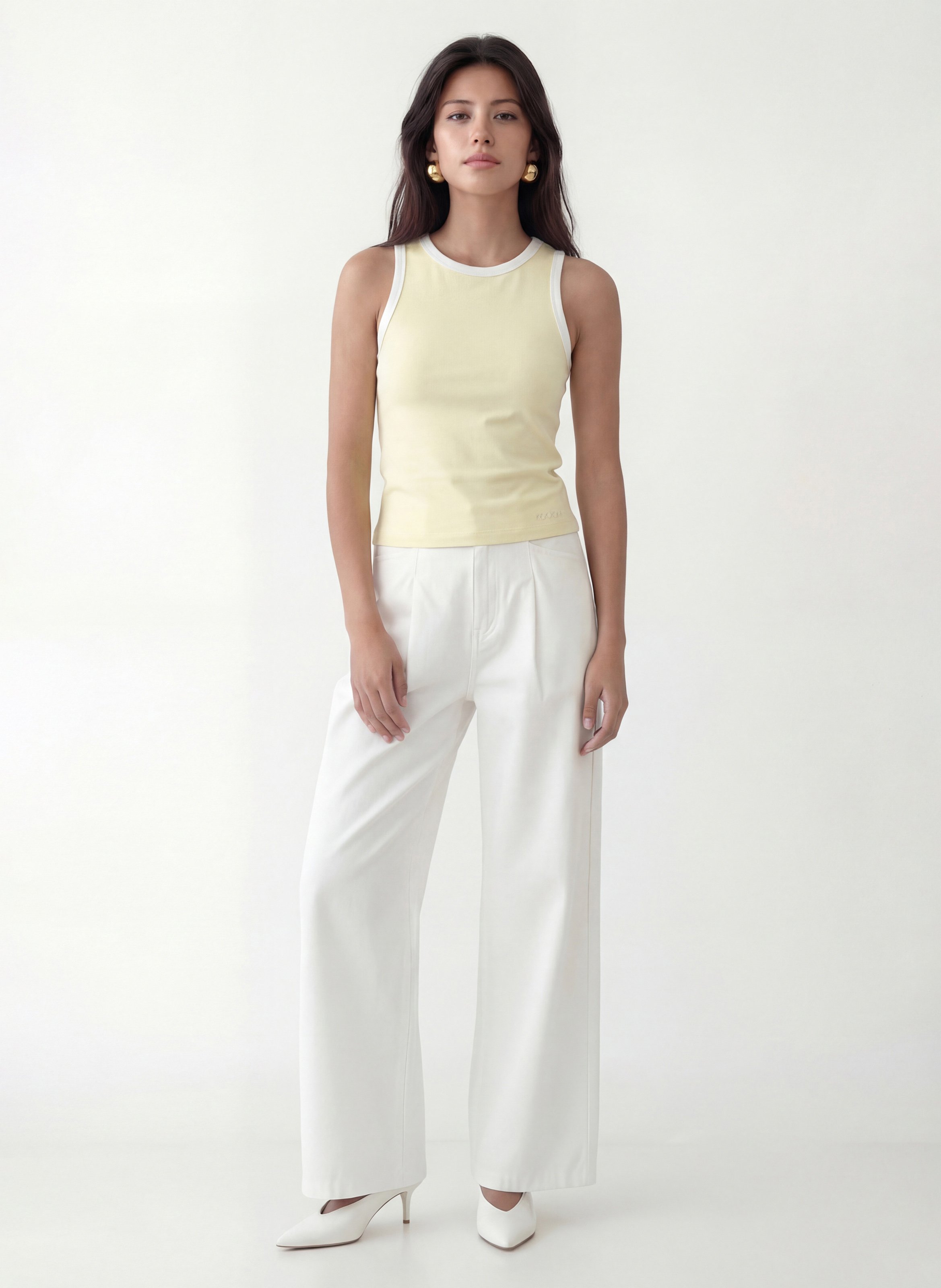 Débardeur col rond en coton KOOKAI Jaune