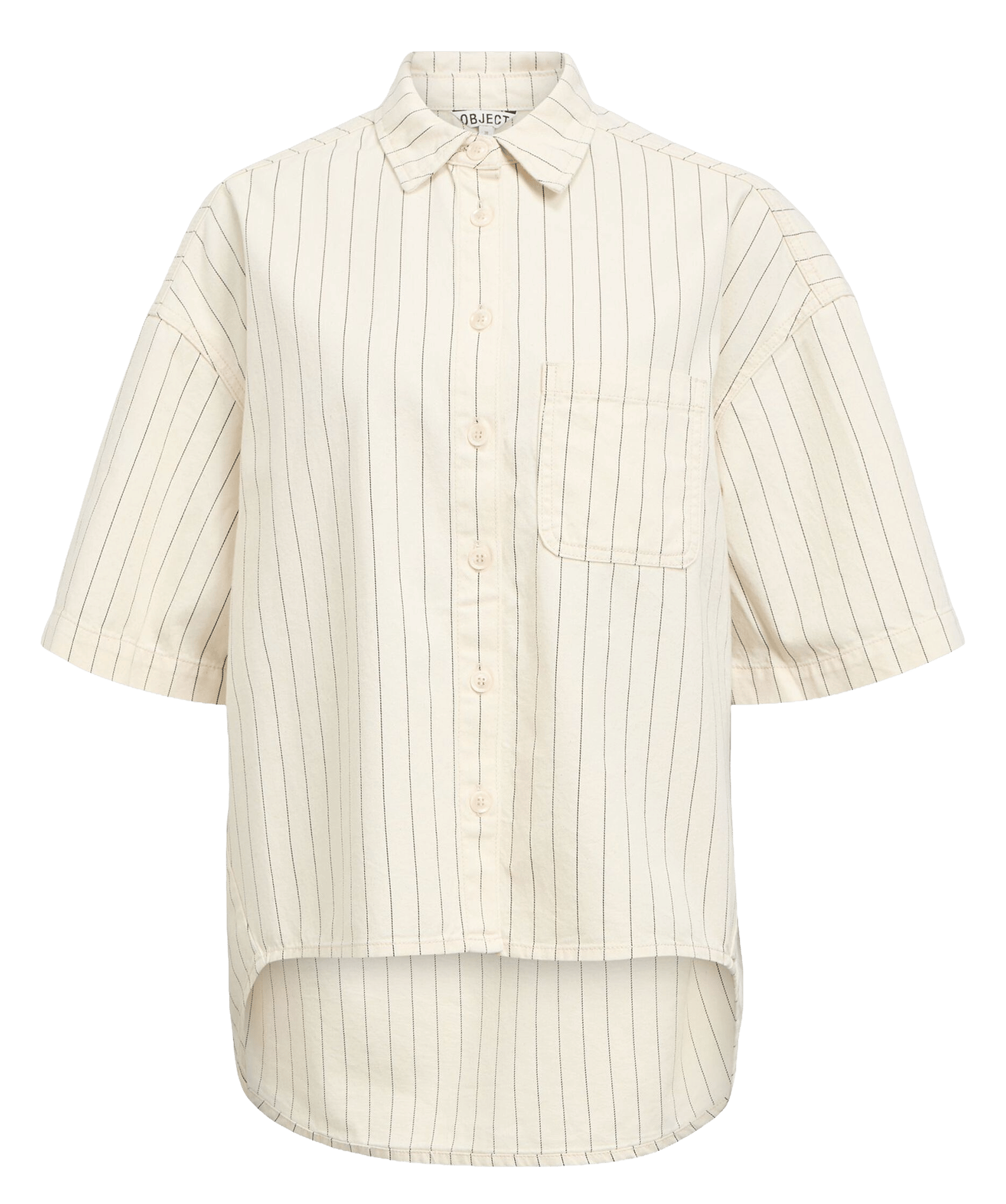 Short-sleeved striped shirt OBJECT Beige