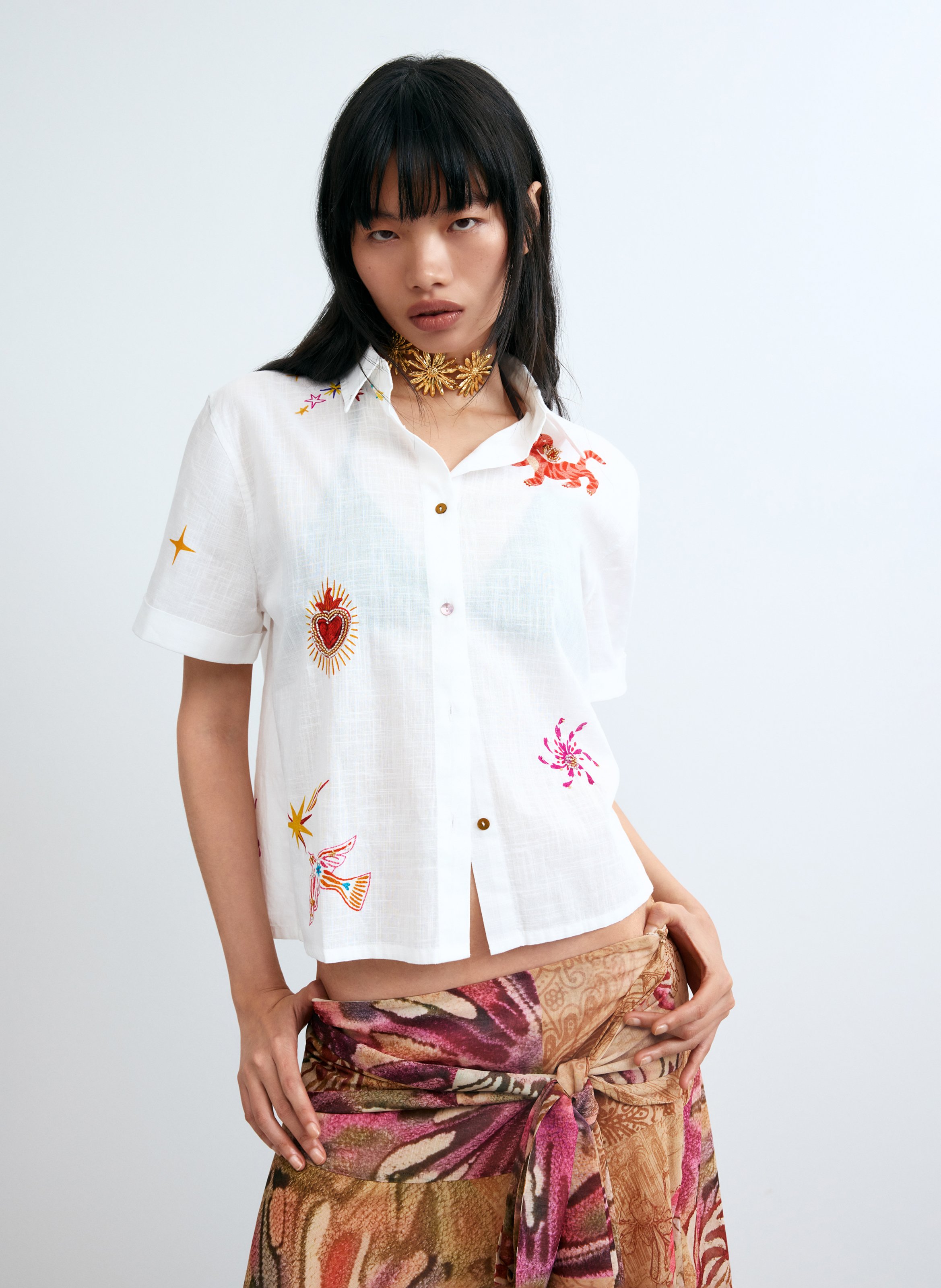 Chemise droite en coton DESIGUAL Blanc