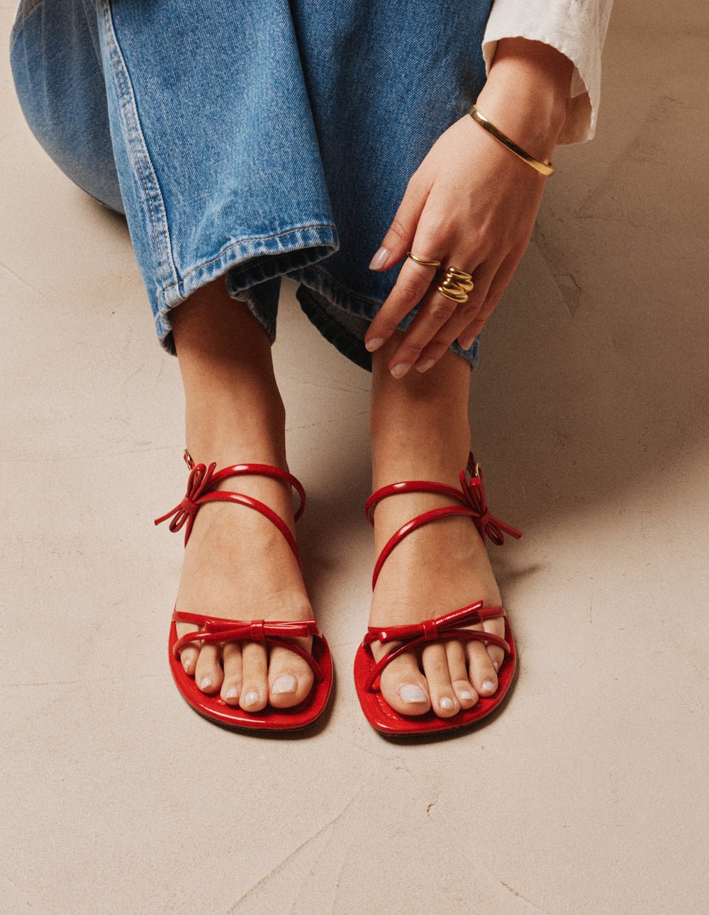 Faux leather sandals ODAJE Red