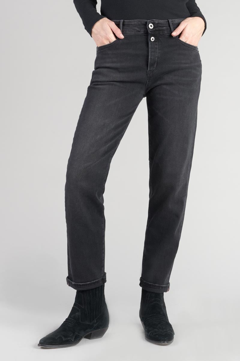 Straight jeans, 7/8 length LE TEMPS DES CERISES Black