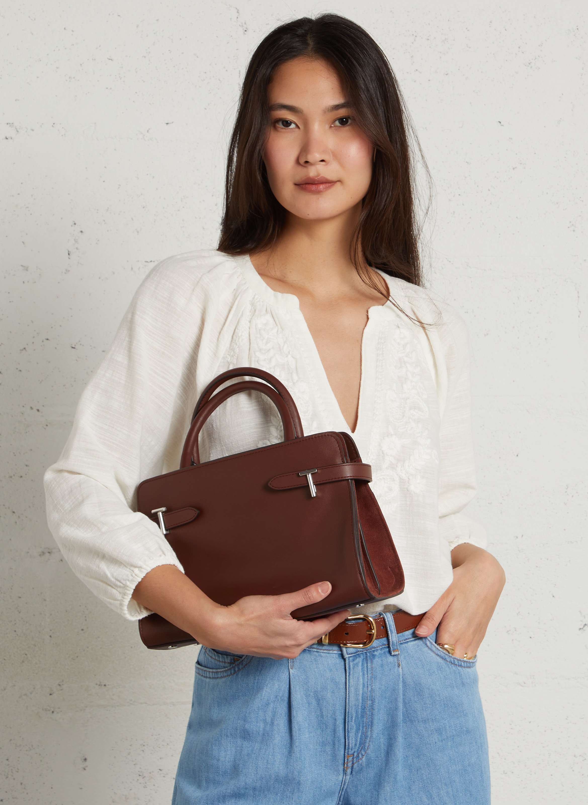 Sac à main en cuir LE TANNEUR Marron