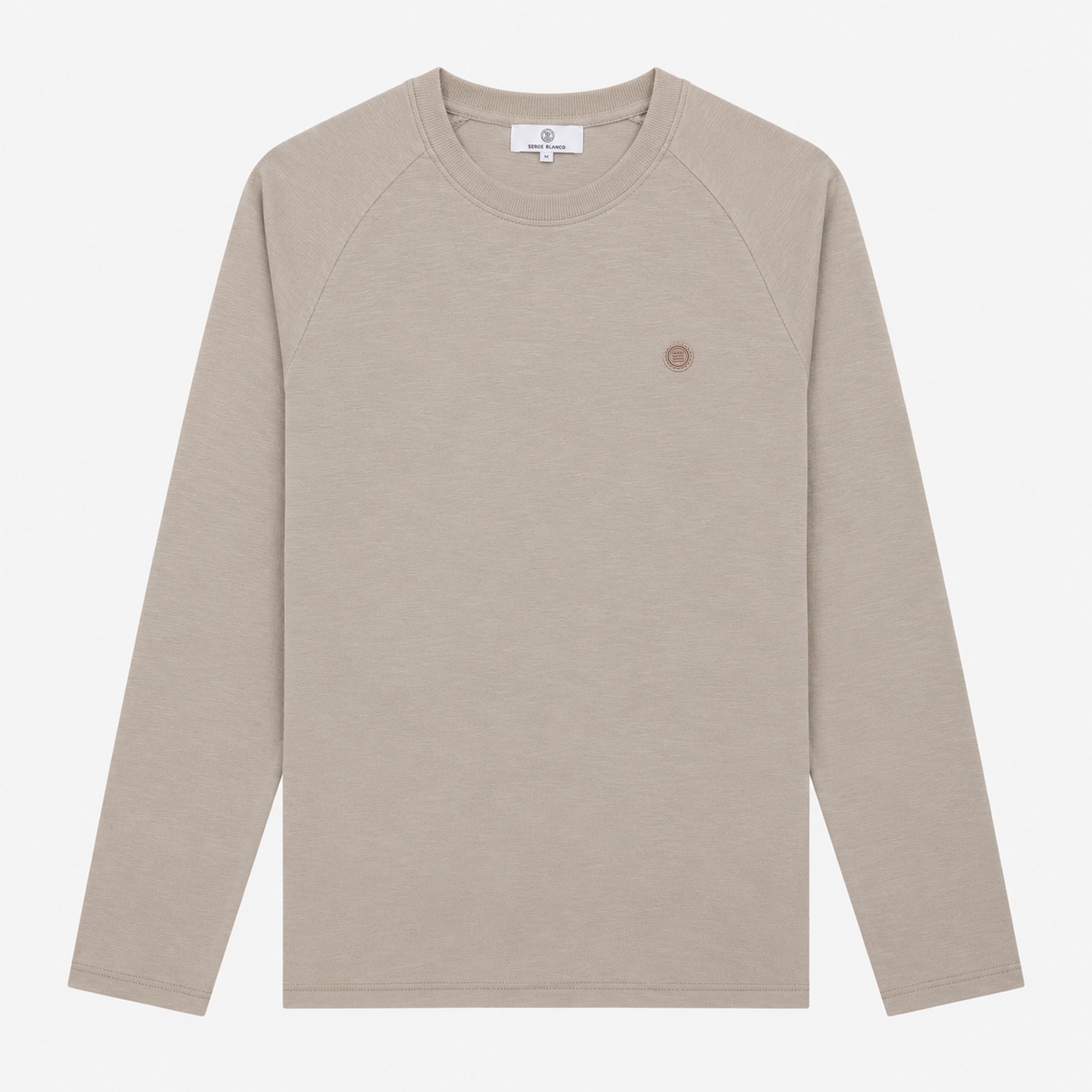 Long-sleeved round neck waffle cotton t-shirt SERGE BLANCO Beige