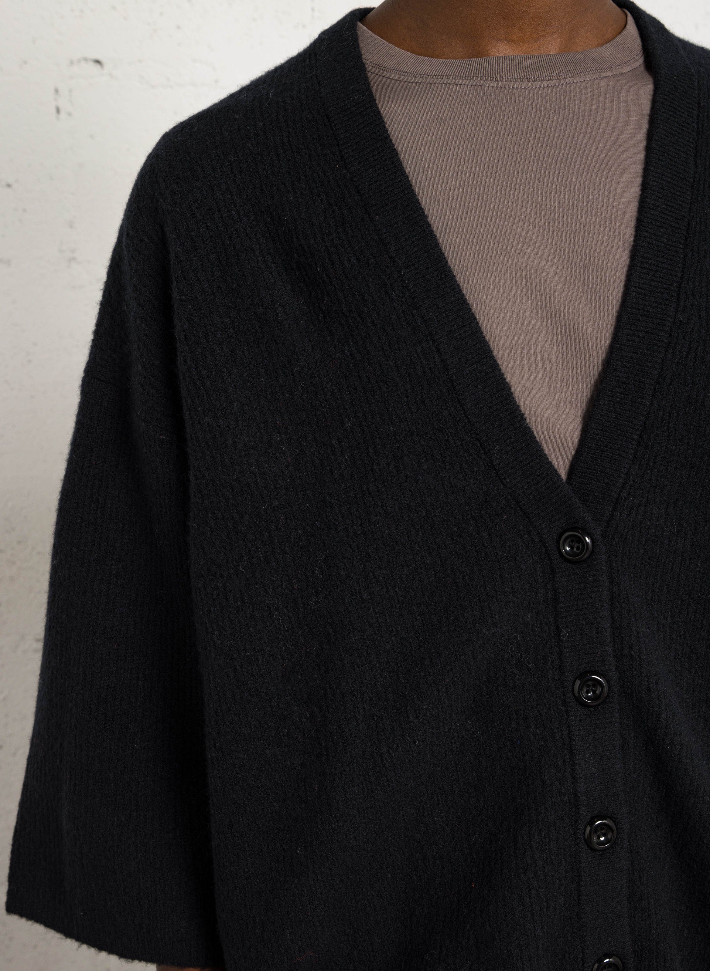 Oversize Rundhalsausschnitt-Strickweste AMERICAN VINTAGE Schwarz