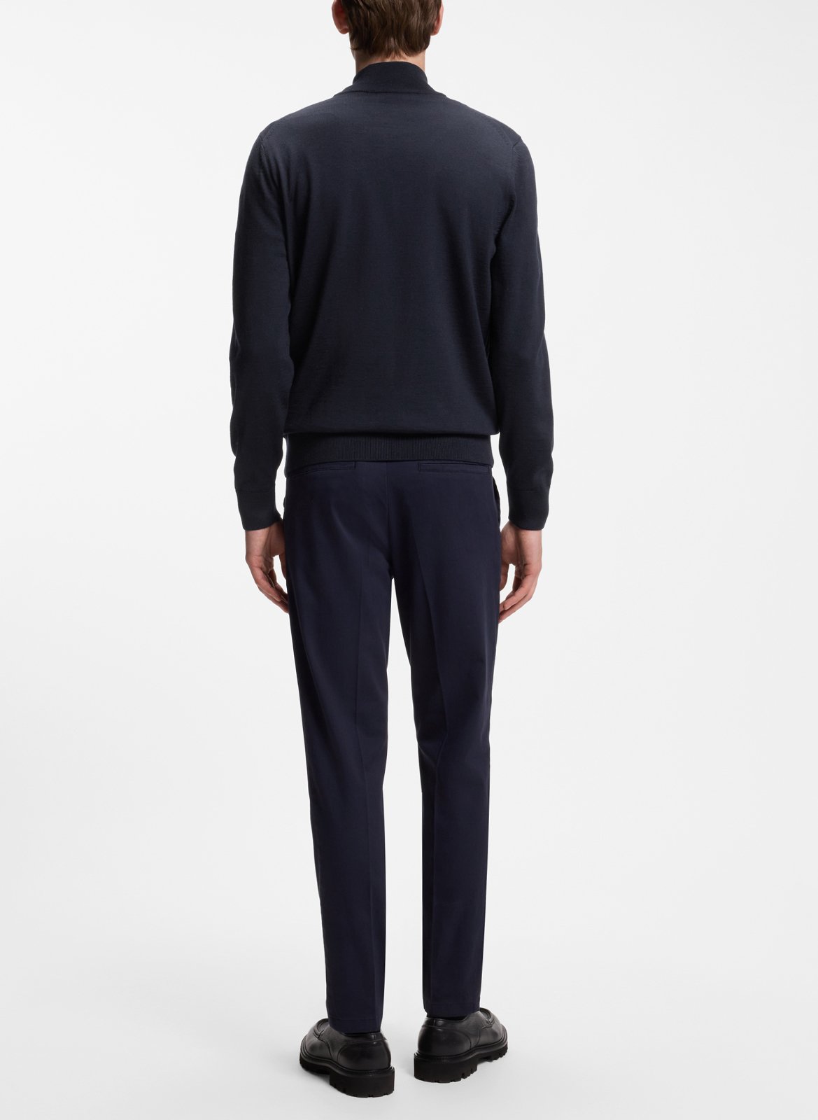 Pull zippé en laine mérinos BOSS Bleu