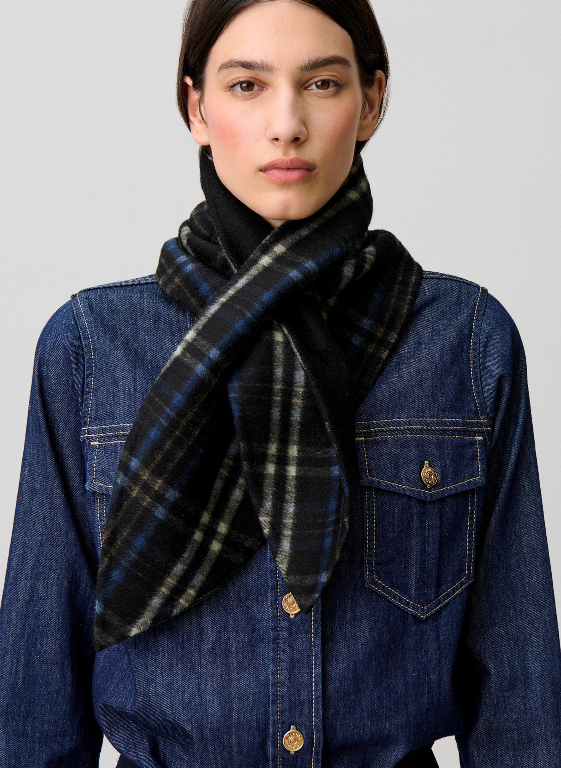 Checked alpaca wool scarf CLAUDIE PIERLOT Multicolored