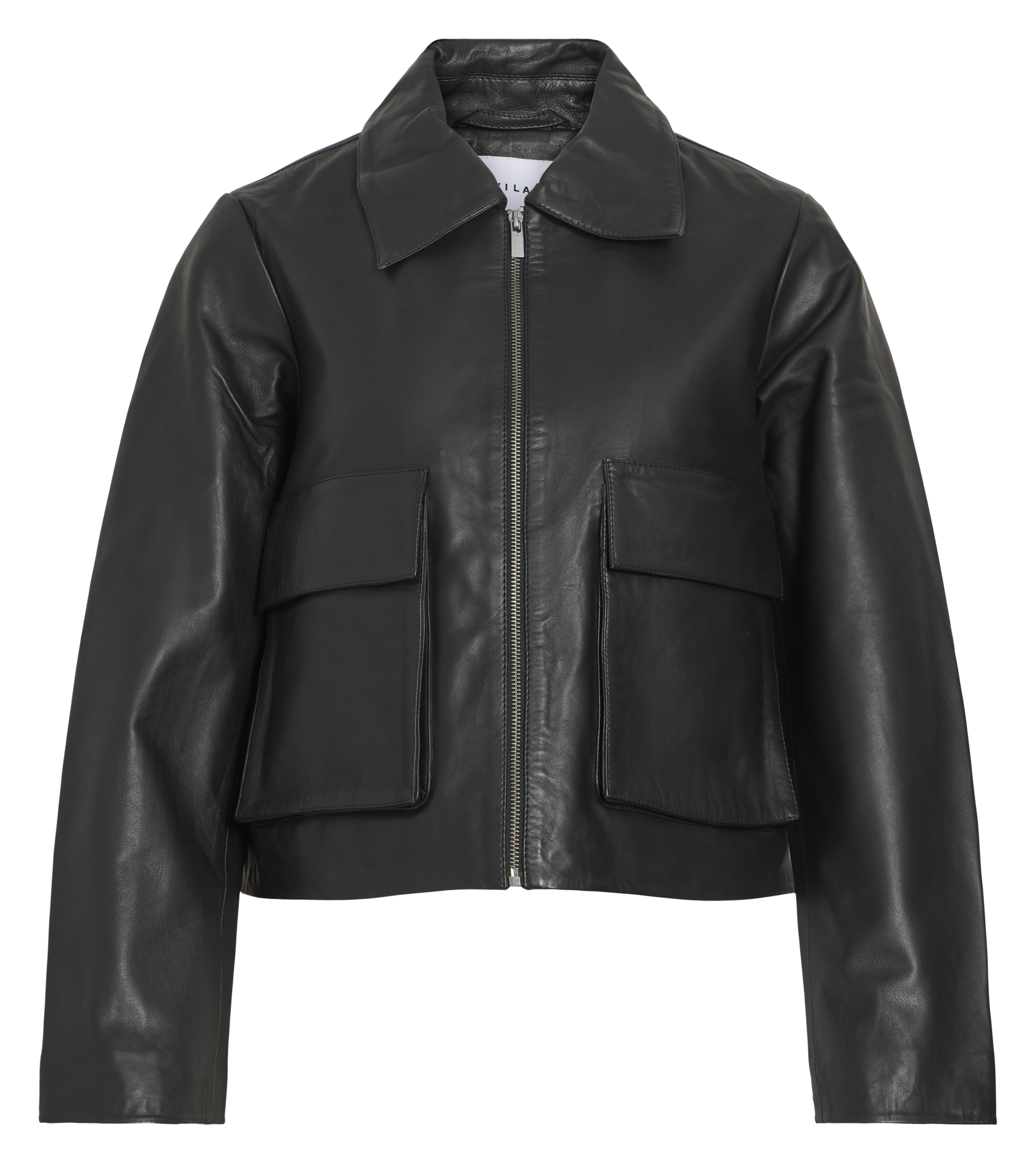 Veste droit col classique en cuir VILA Black
