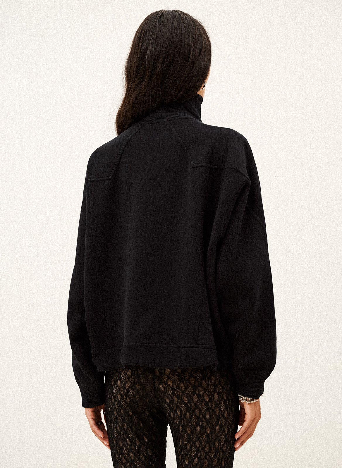 Sweatshirt mit Stehkragen, Knopfleiste und Stickerei BA&SH Schwarz
