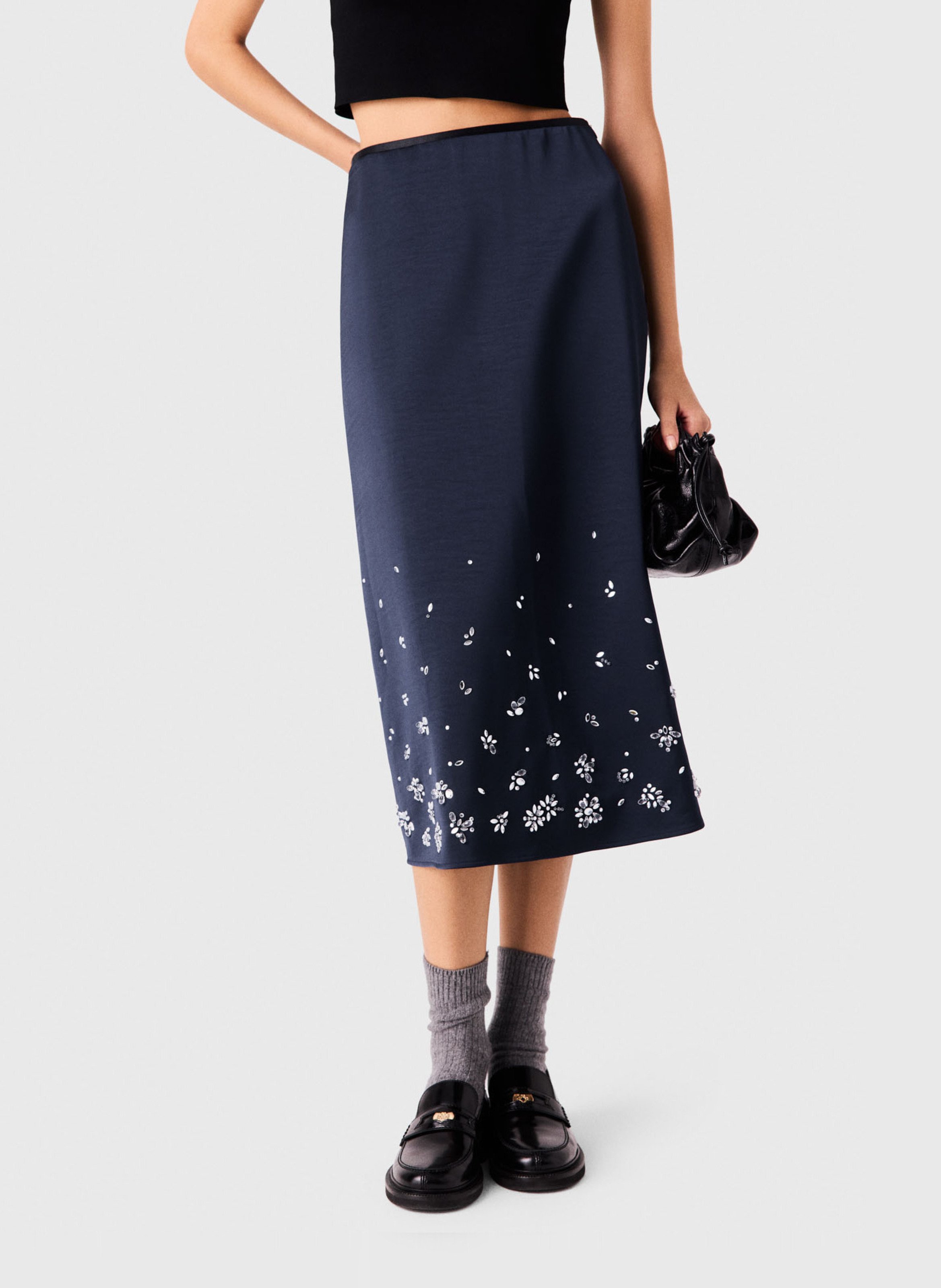 Jupe midi évasée MAJE Bleu