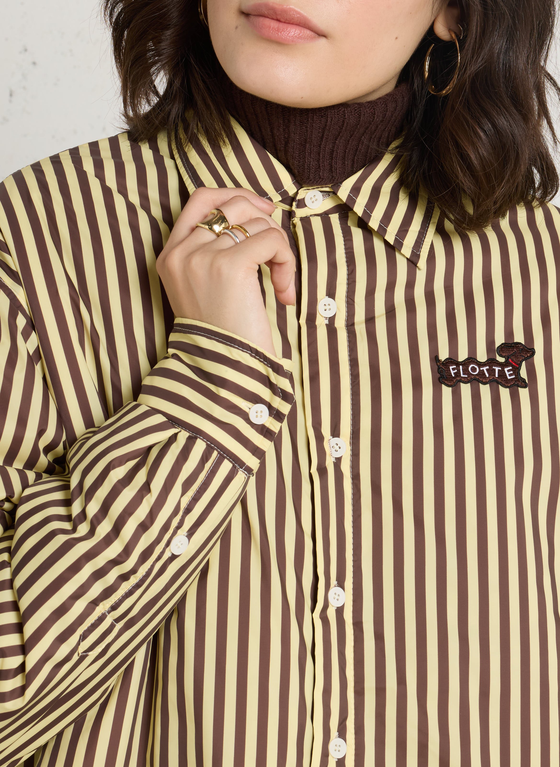 Gerade geschnittenes, gestreiftes Overshirt FLOTTE Gelb