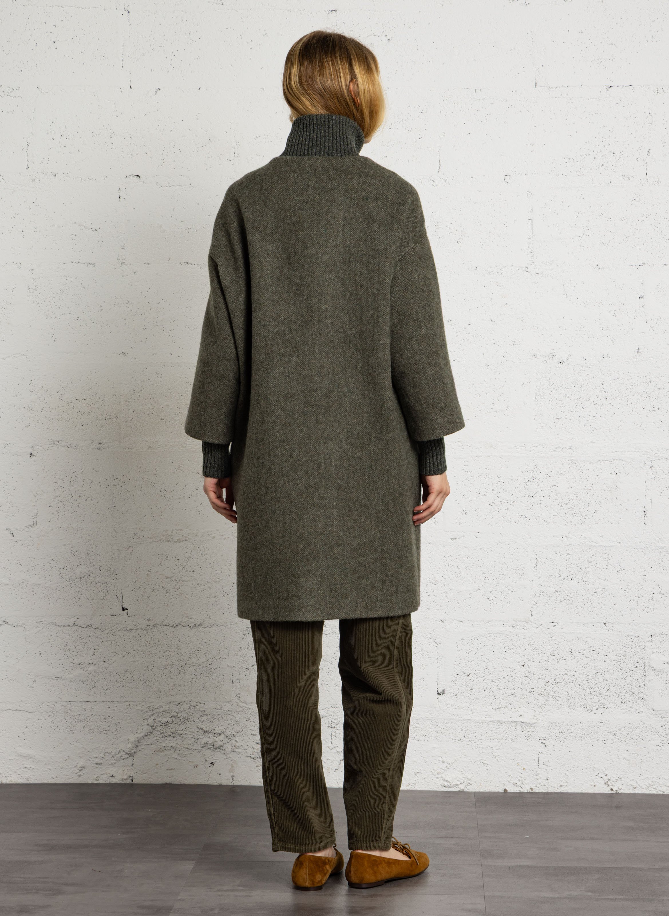 Manteau col montant en laine mélangée MAISON 123 Vert
