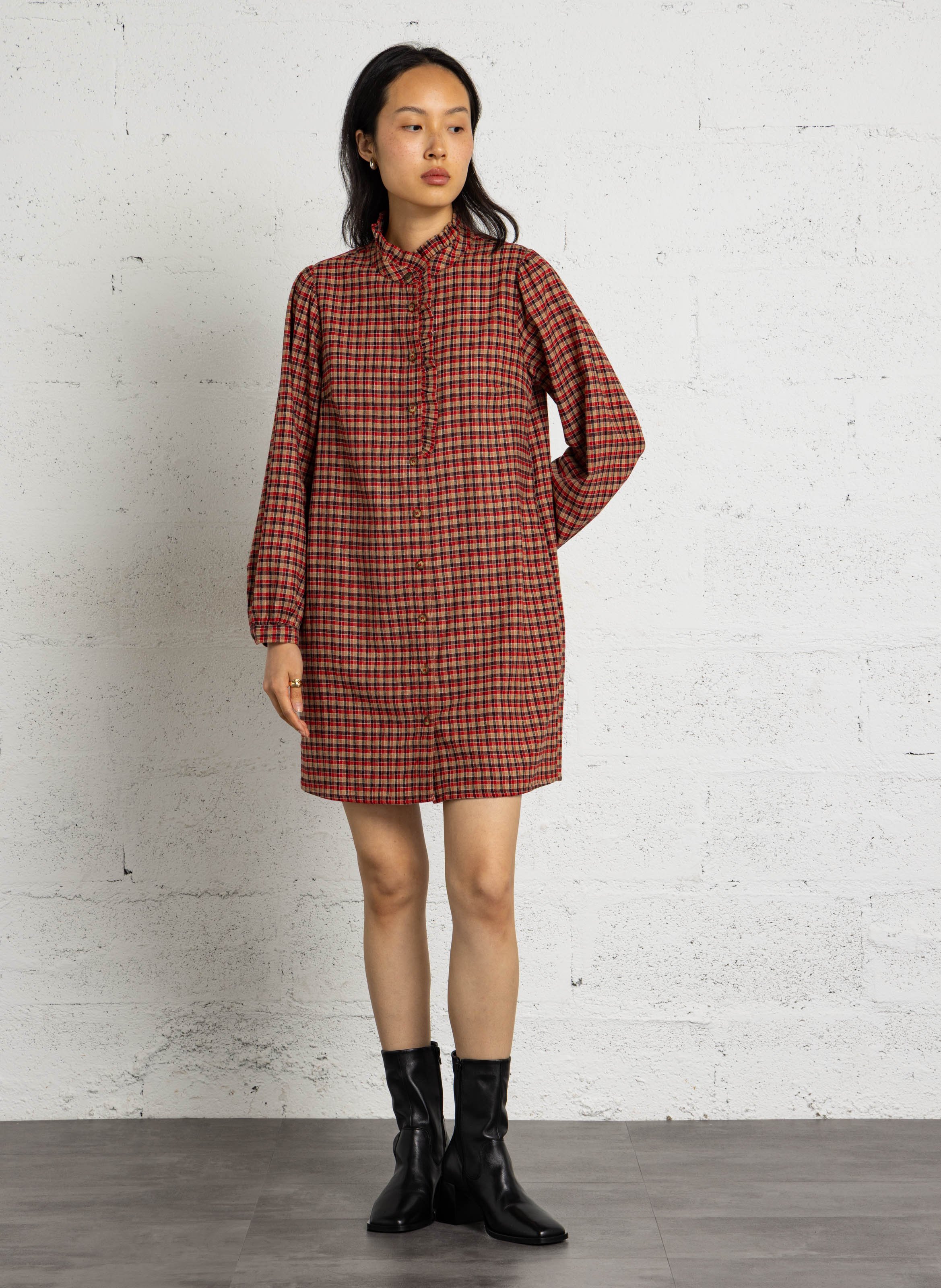 Robe courte col montant en laine mélangée MAISON 123 Rouge