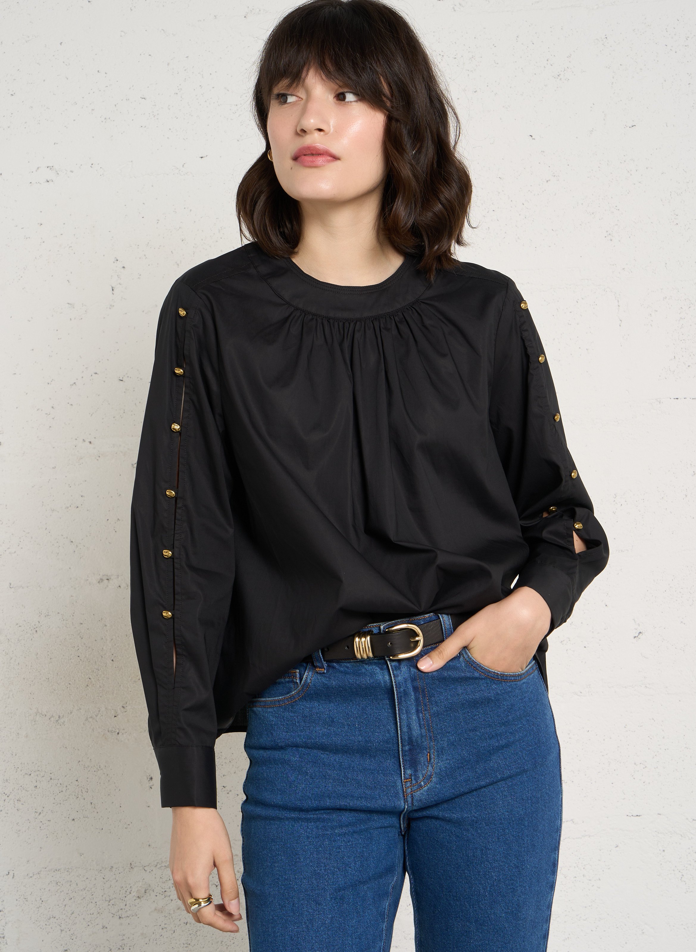 Blouse ample boutonnée en coton mélangé THE KORNER Multicolore