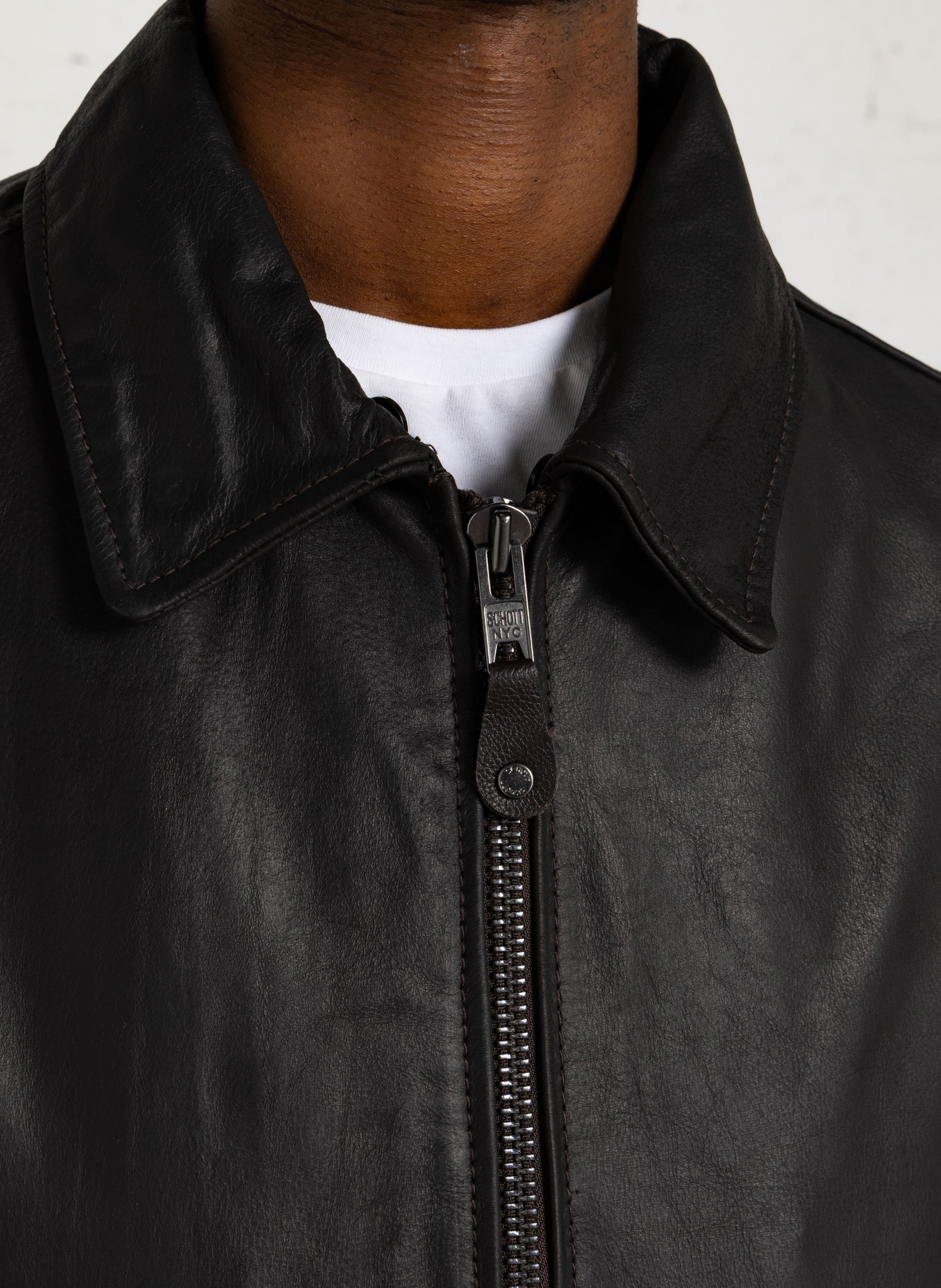 Gerade geschnittener Lederblouson SCHOTT Braun