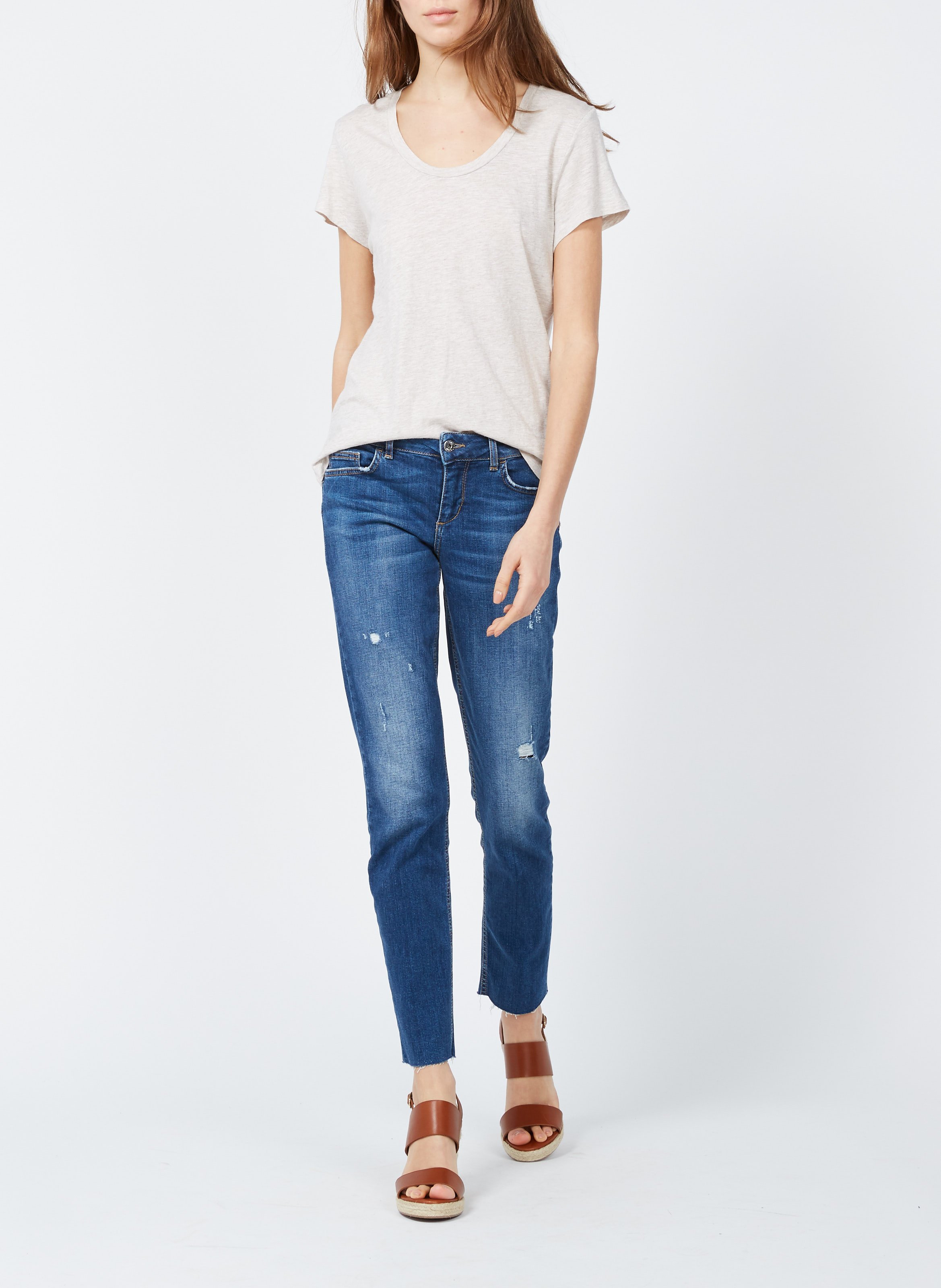 Tee-shirt col rond en coton mélangé AMERICAN VINTAGE Beige