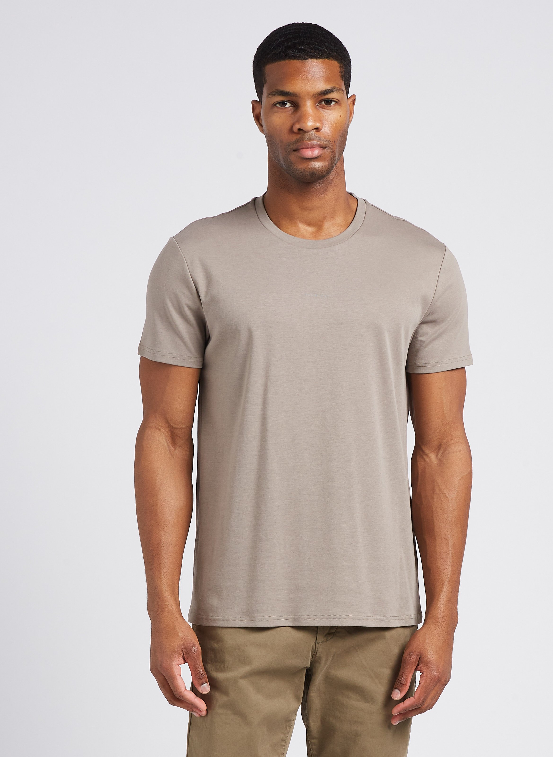 T-shirt en coton bleu uni avec un col rond et une coupe droite LE COQ SPORTIF - CCV Mode
