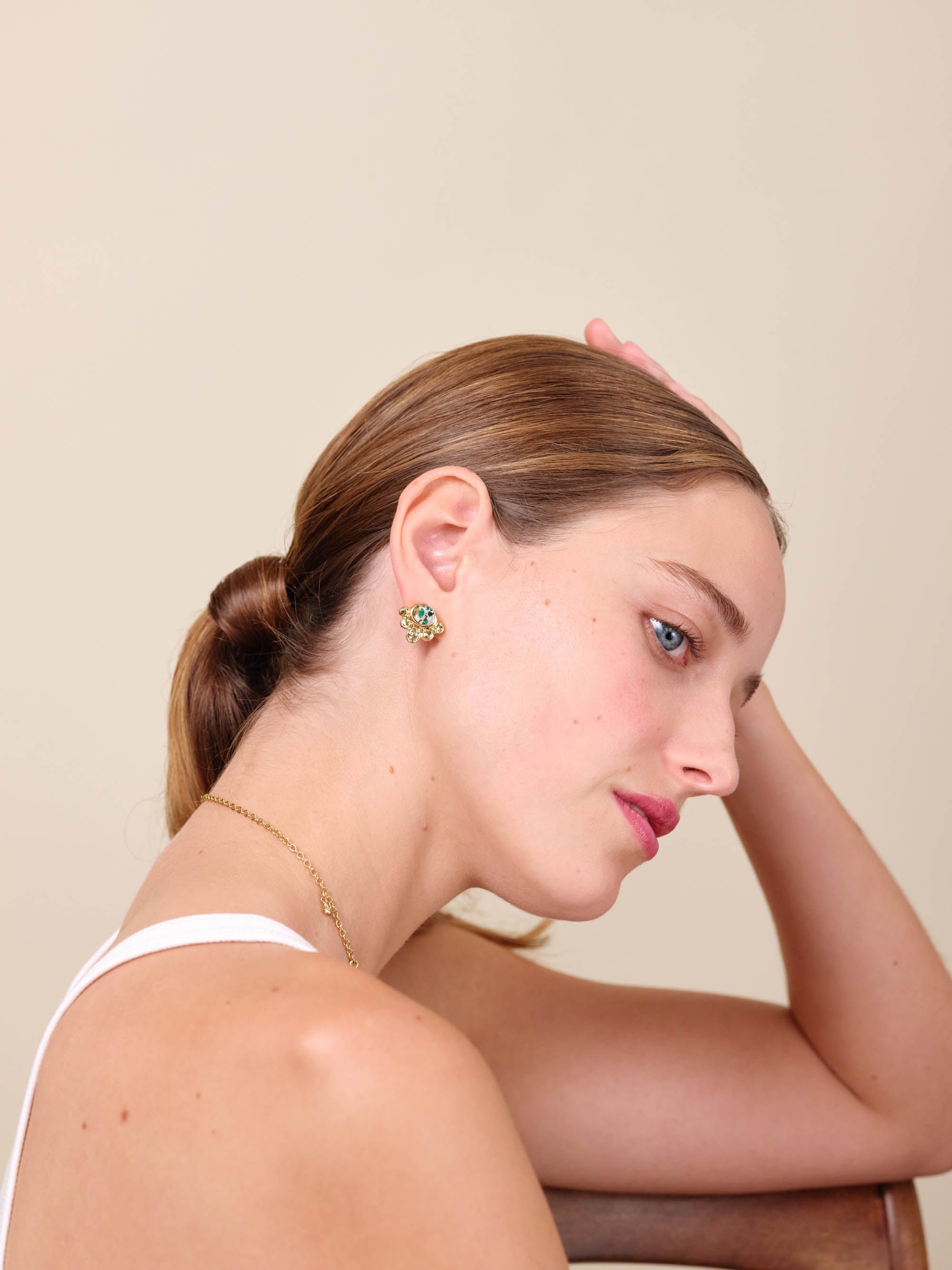 Boucles d'oreilles dormeuses terrazzo LES NEREIDES Multicolore