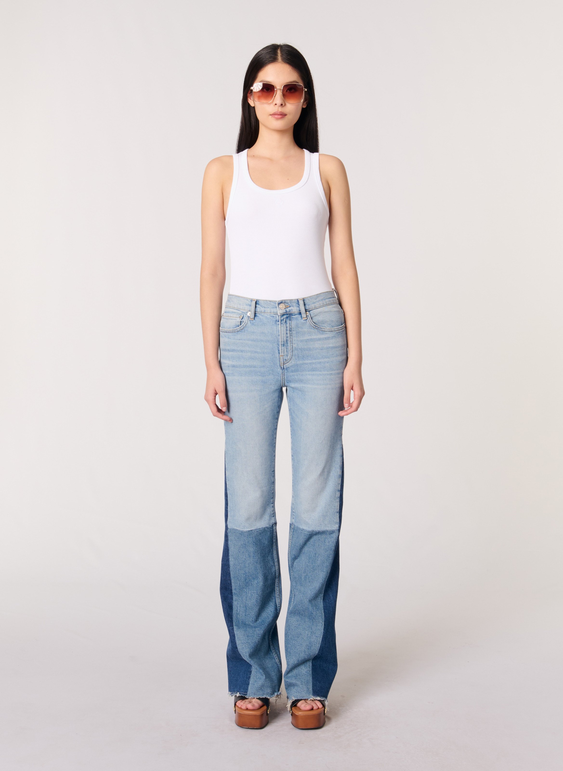 Straight-fit jeans met patchwork MAJE Blauw