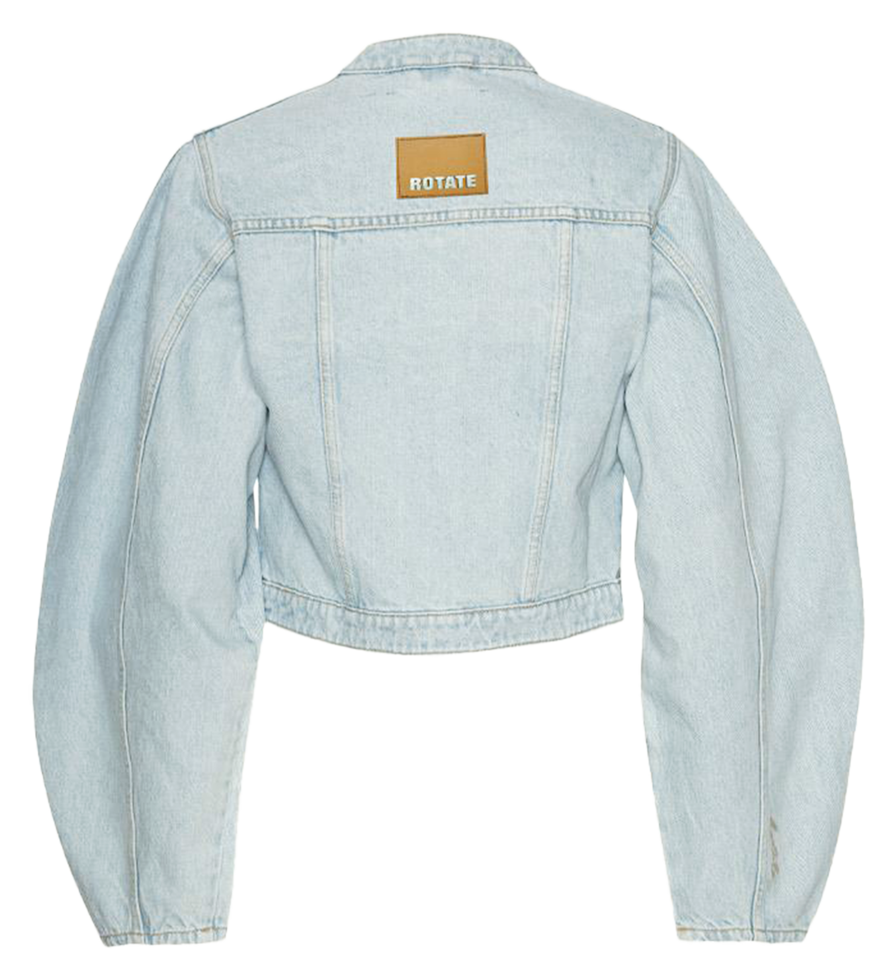 Veste col V en denim de coton Bleu