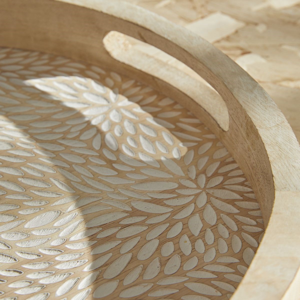 Lot de 2 plateaux arrondis en bois FACTORY Beige