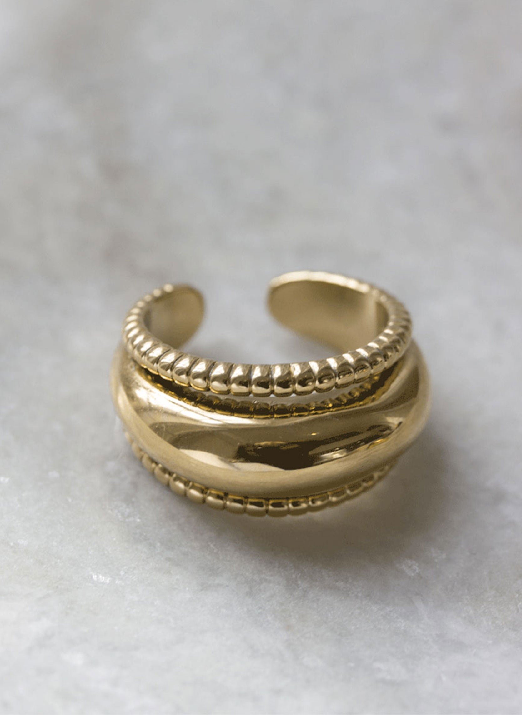 Wide spiral ring AEC Paris Golden